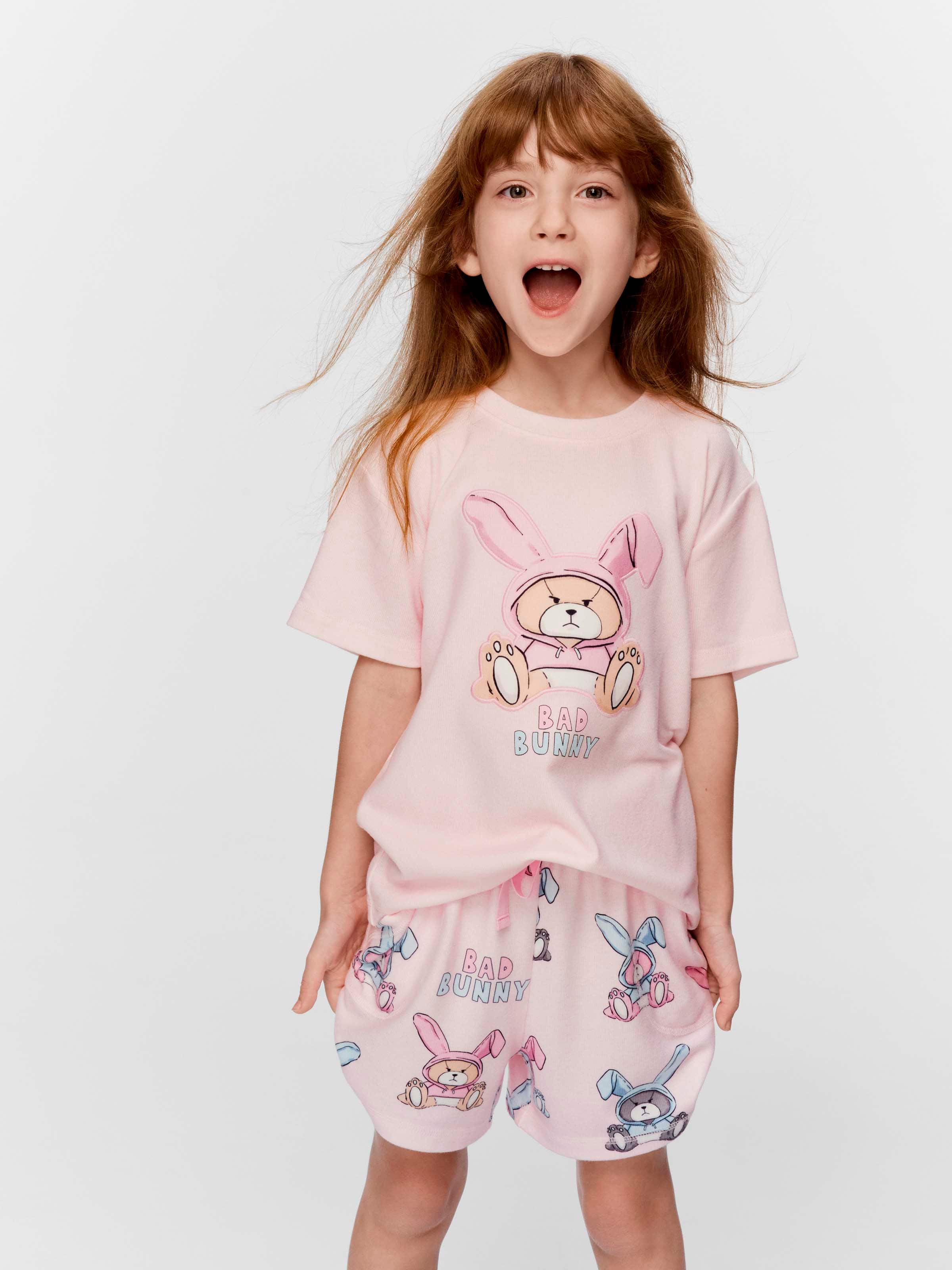 Jnr Girls Bad Bunny Plush Short Pj Set