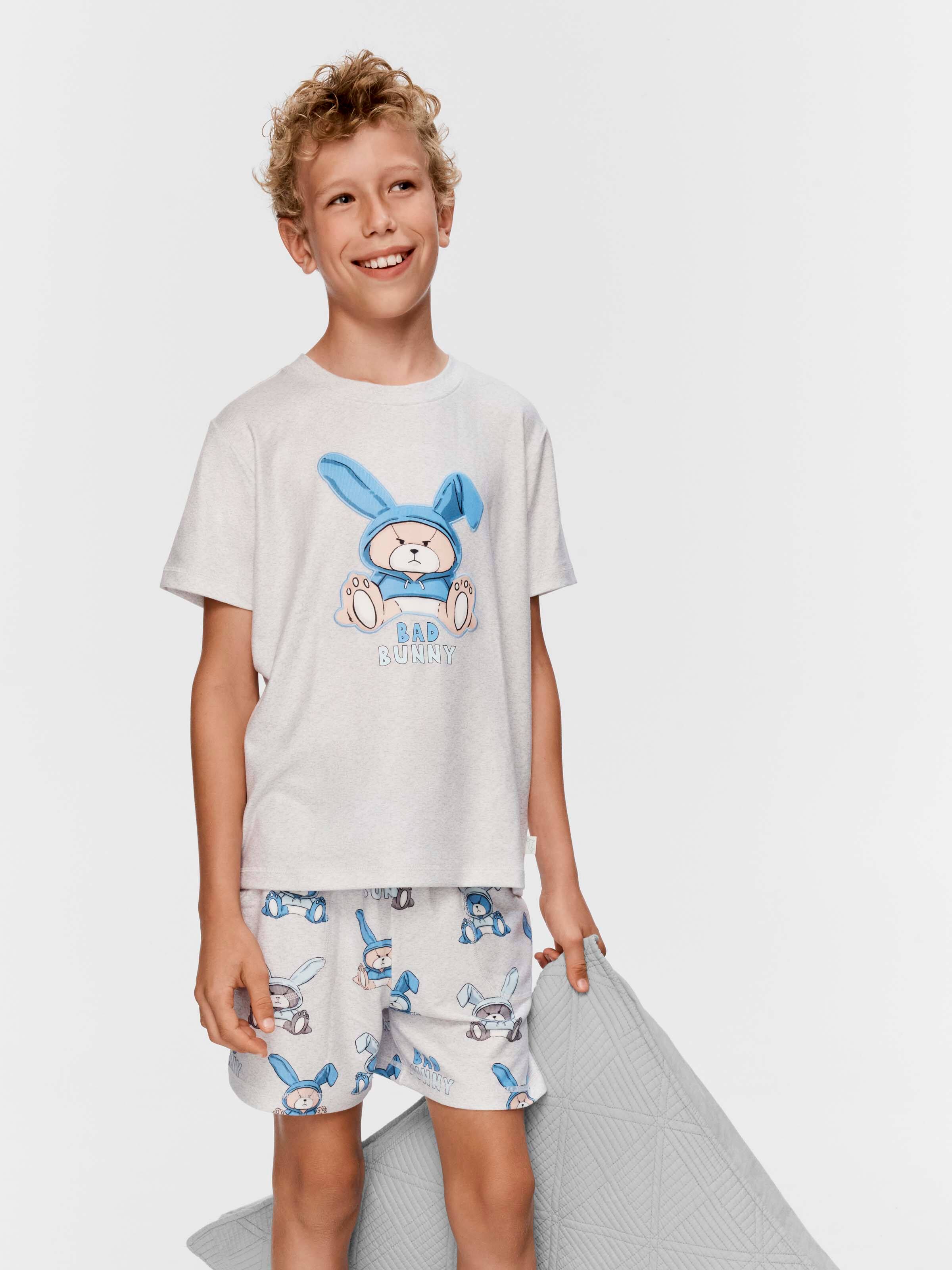 Boys Bad Bunny Plush Short Pj Set
