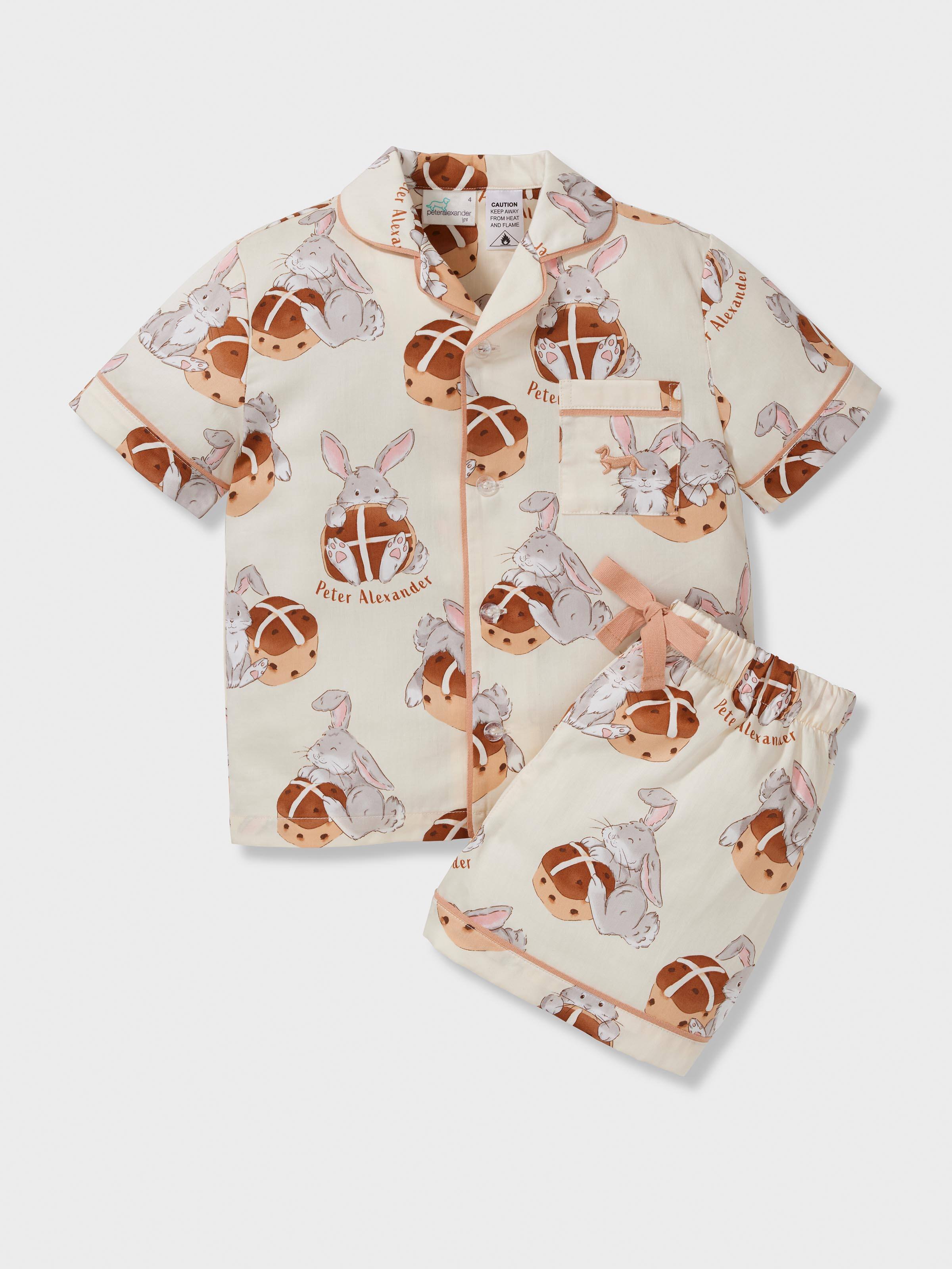 Kids Hot Cross Buns 100% Cotton Short Classic Pj Set