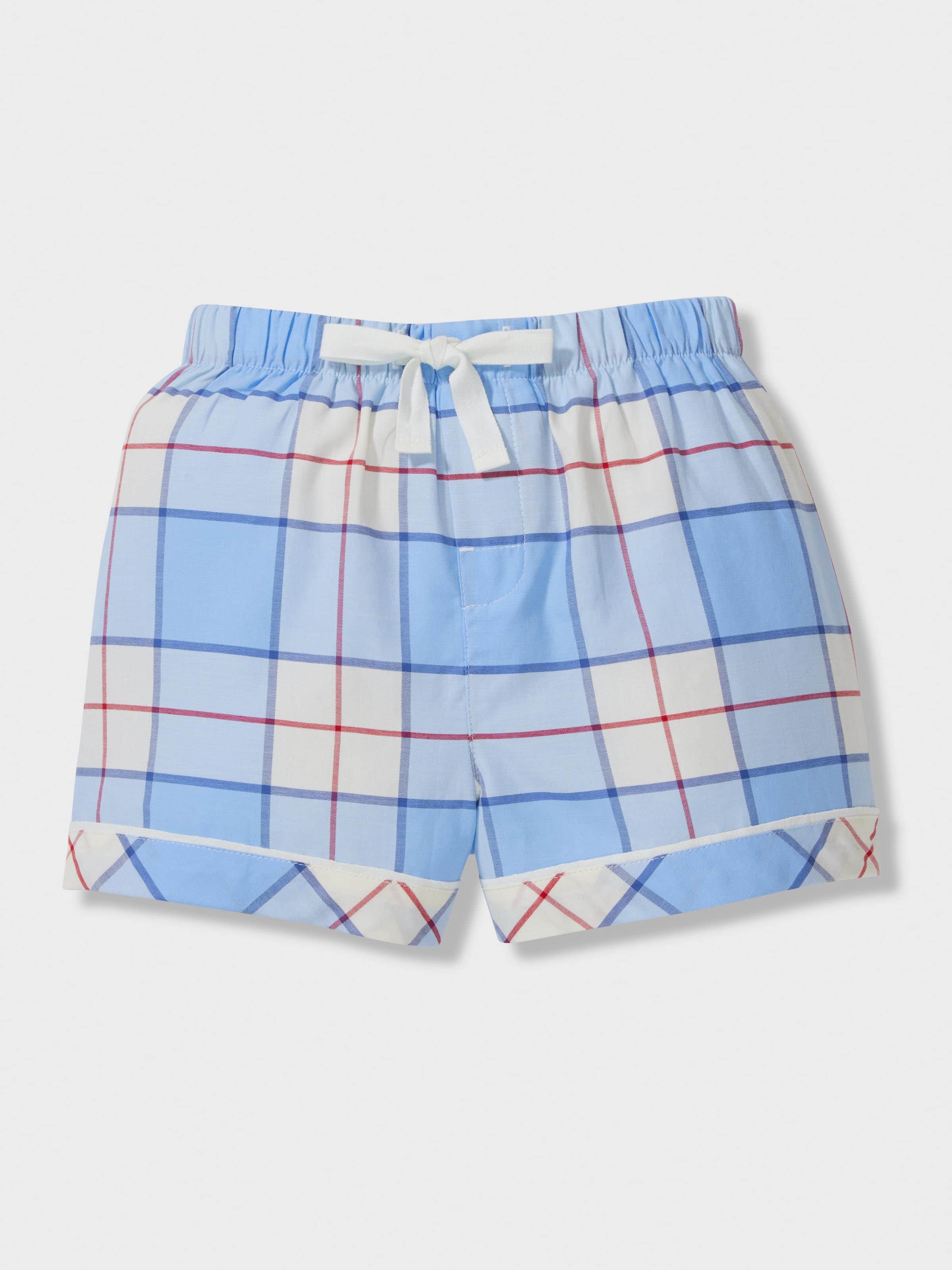 Kids Blue Check 100% Cotton Short Classic Pj Set