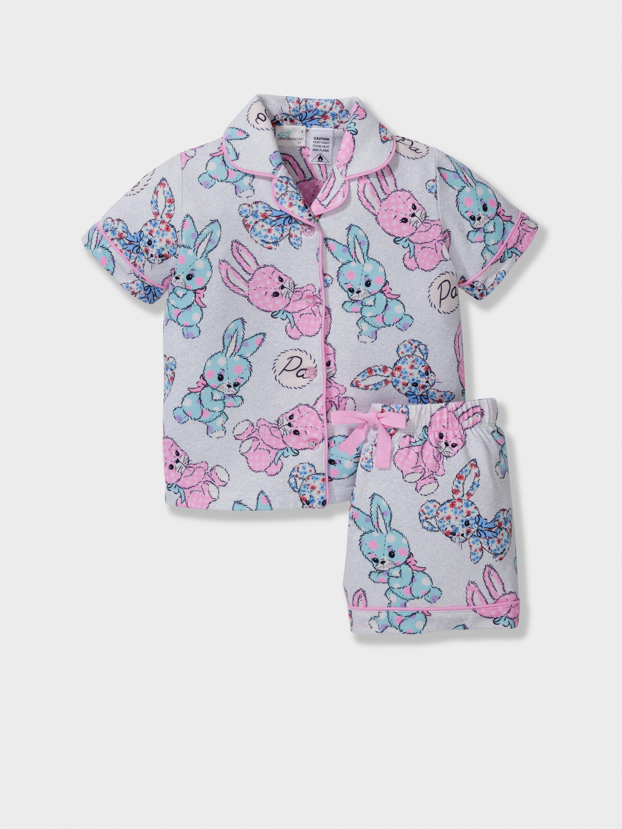 Jnr Girls Patchwork Bunny Plush Short Classic Pj Set