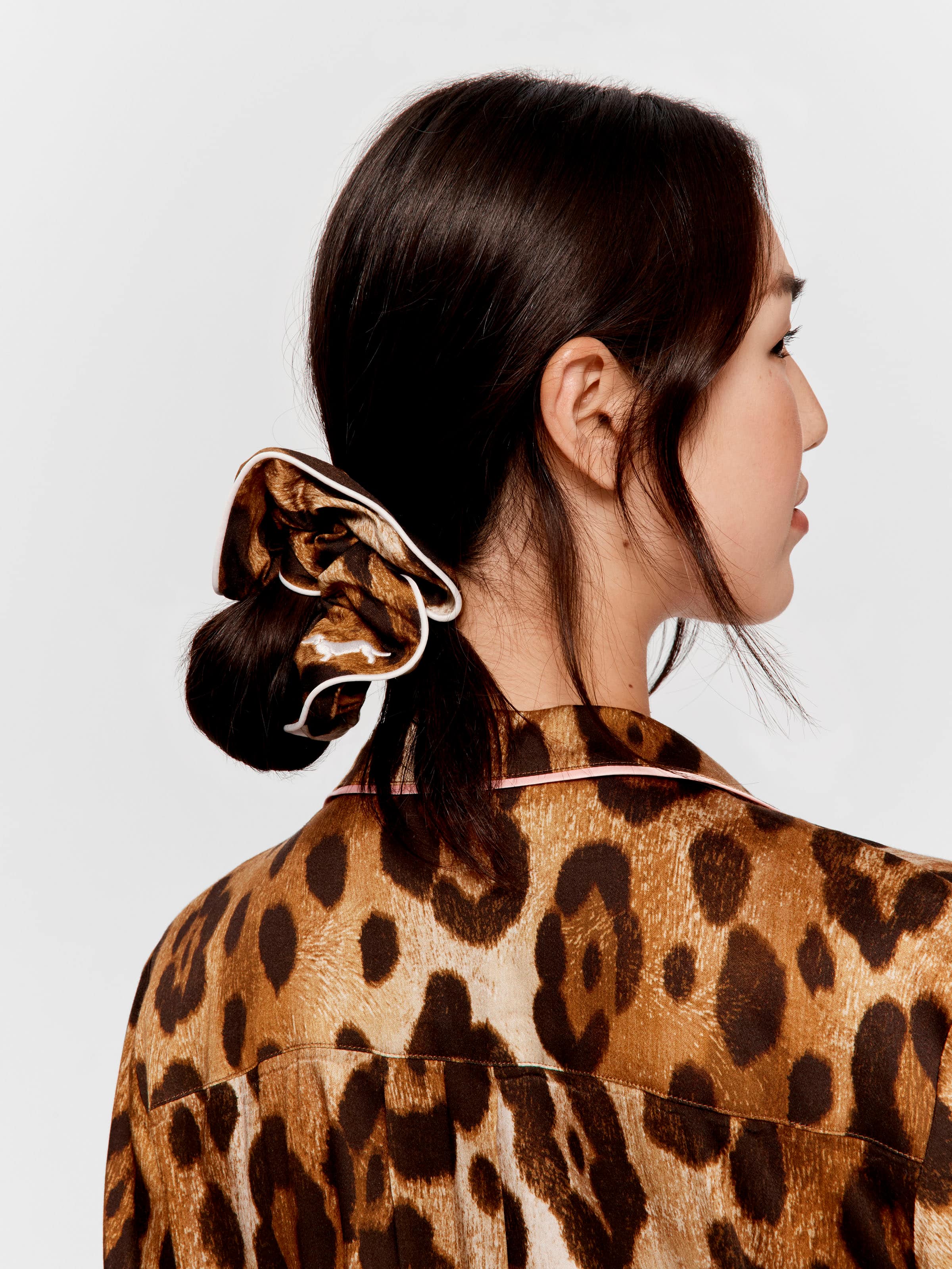 Leopard Satin Scrunchie