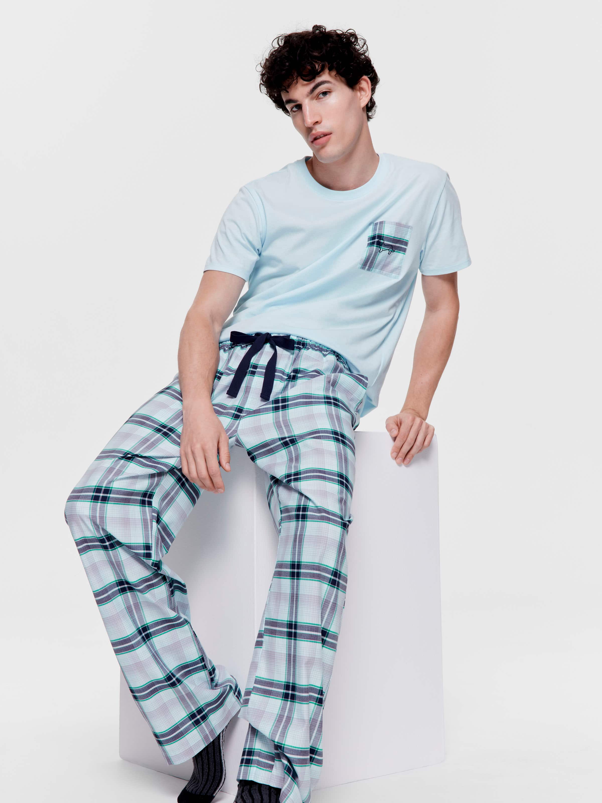 Green Check Short Sleeve Pj Set