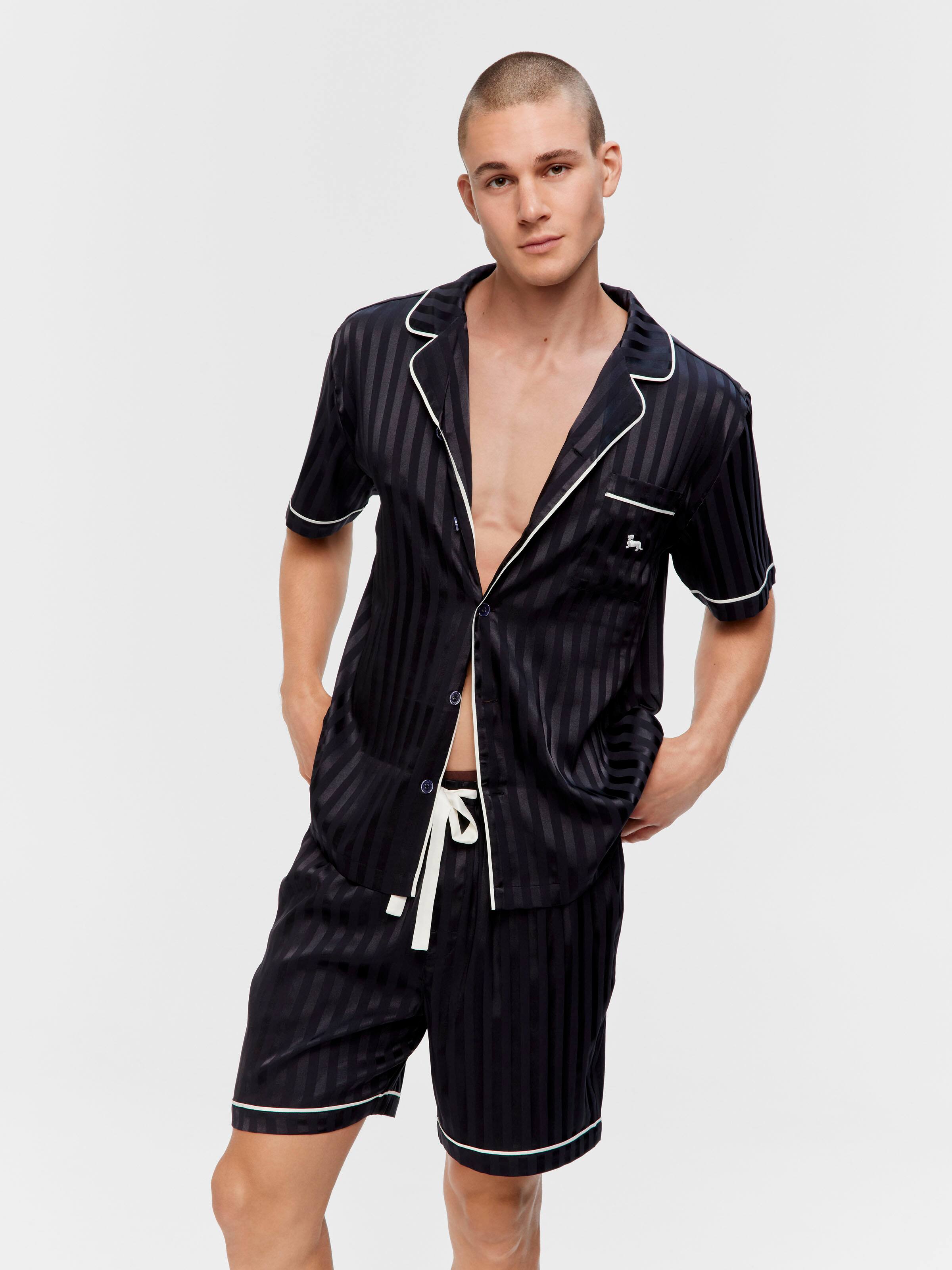 Black Stripe Satin Pj Set