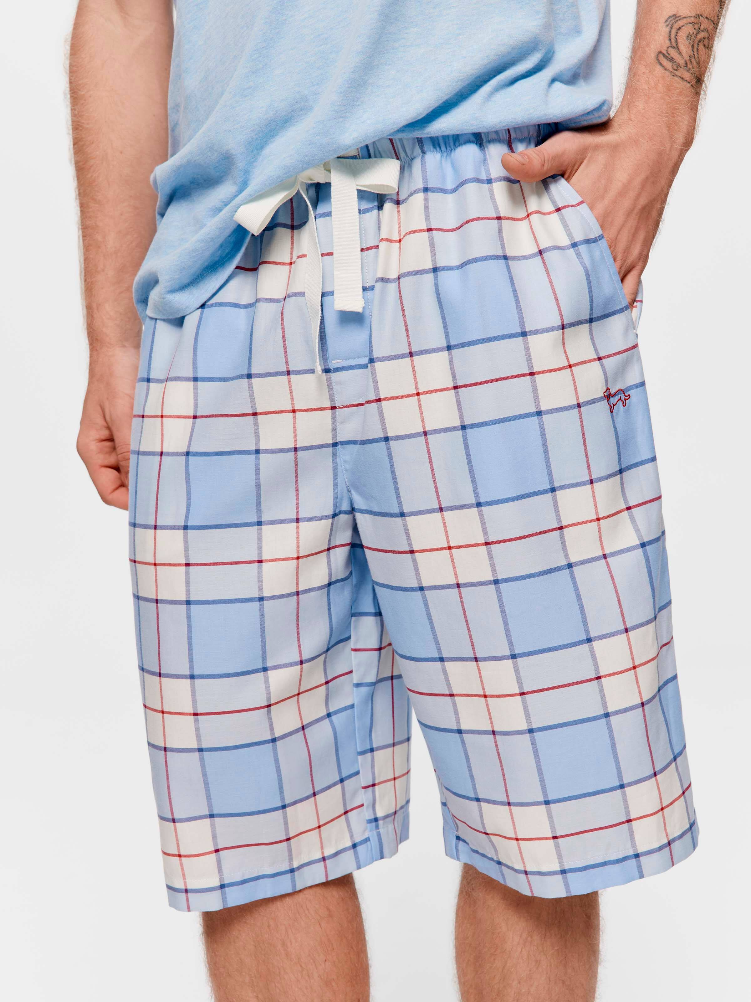 Blue & Red Check 100% Cotton Sleep Short