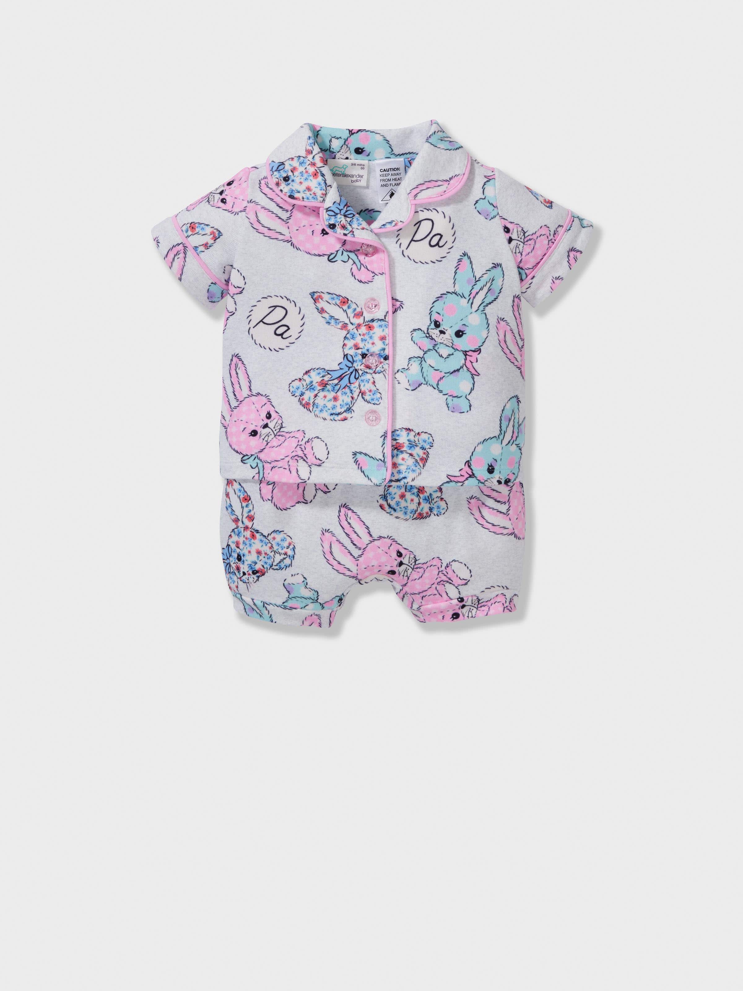 Baby Girl Patchwork Bunny Short Classic Pj Set