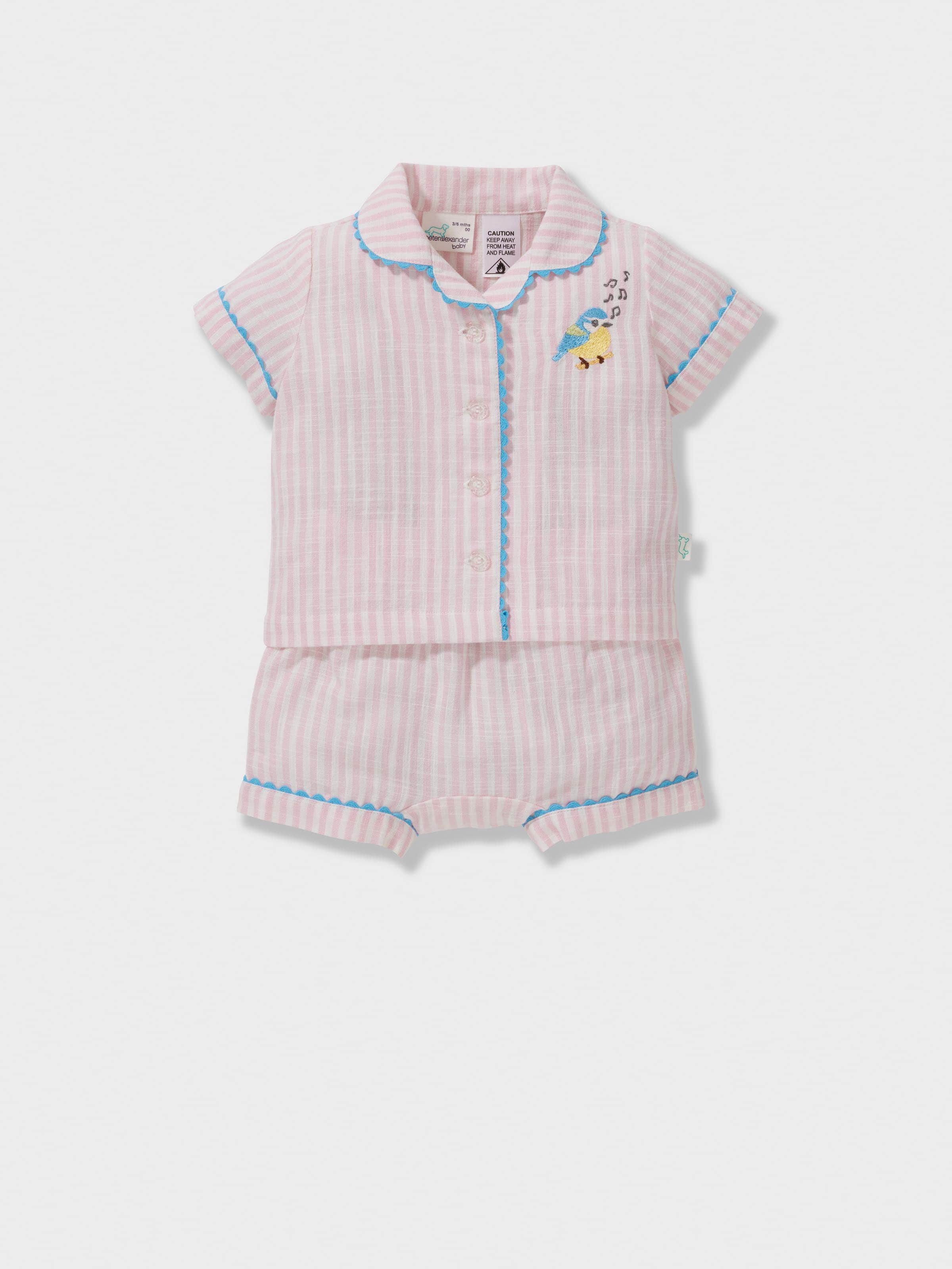 Baby Stripe Birdie 100% Cotton Short Classic Pj Set