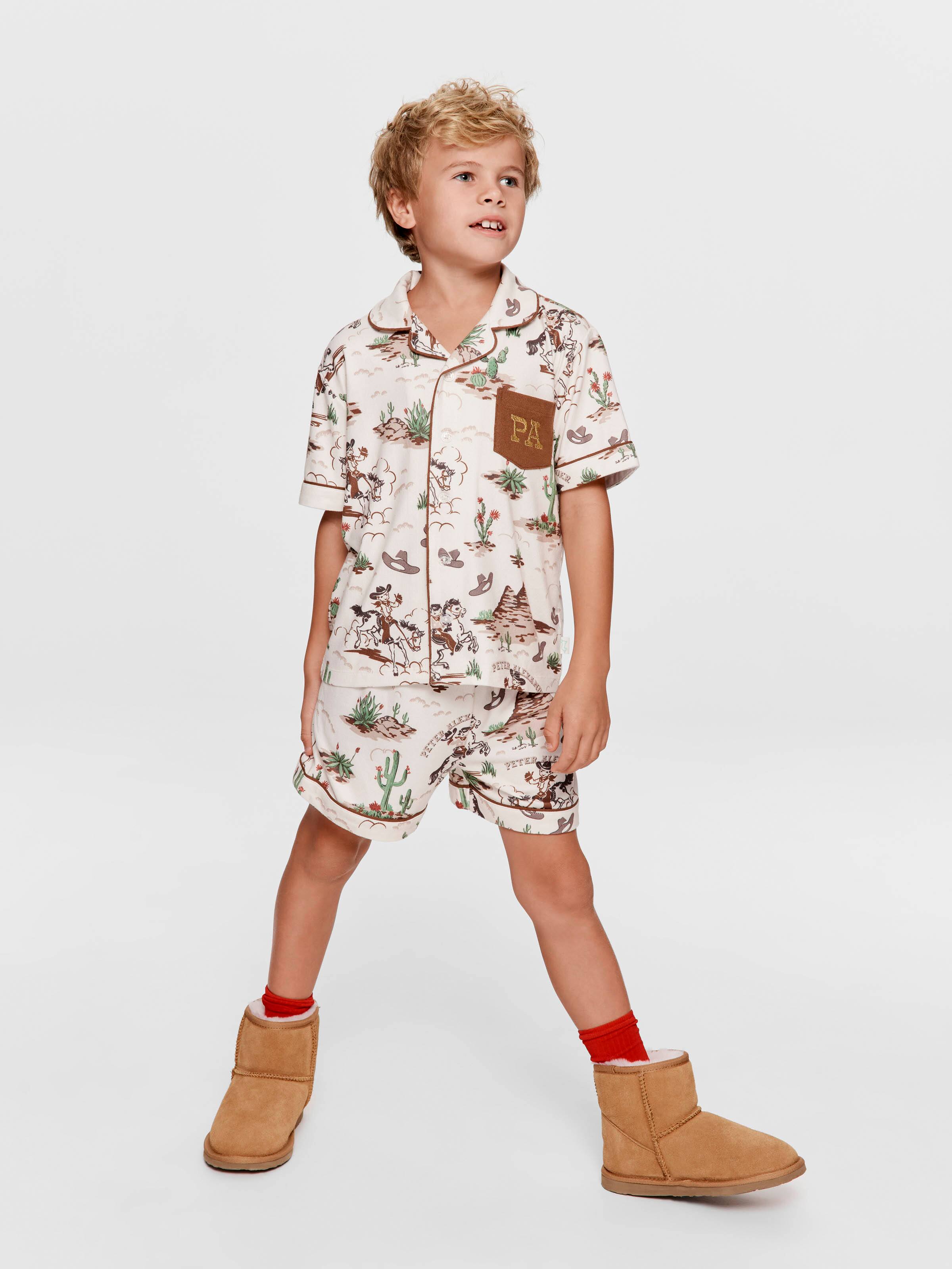 Jnr Boys Western Plush Short Classic Pj Set