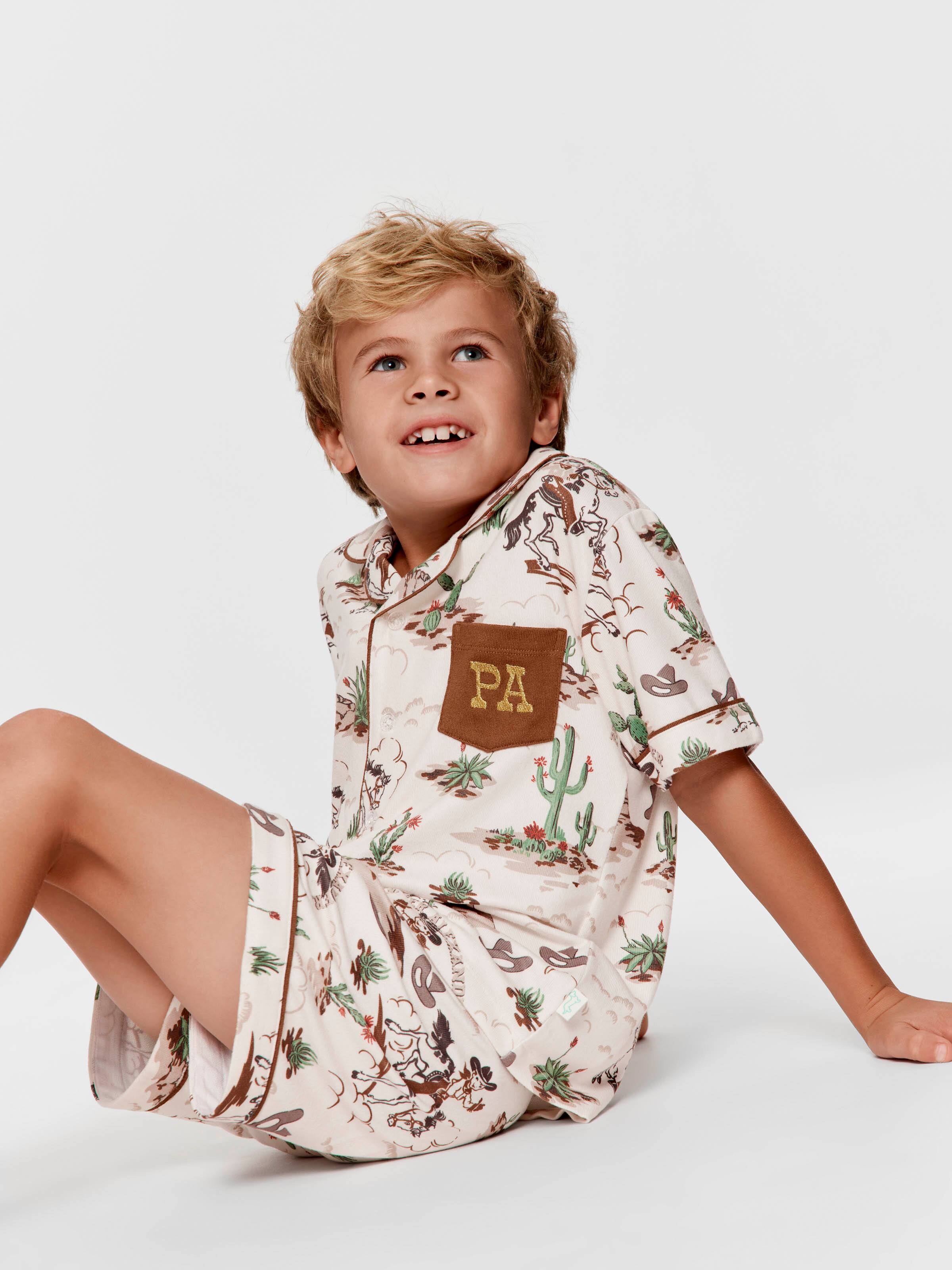 Jnr Boys Western Plush Short Classic Pj Set