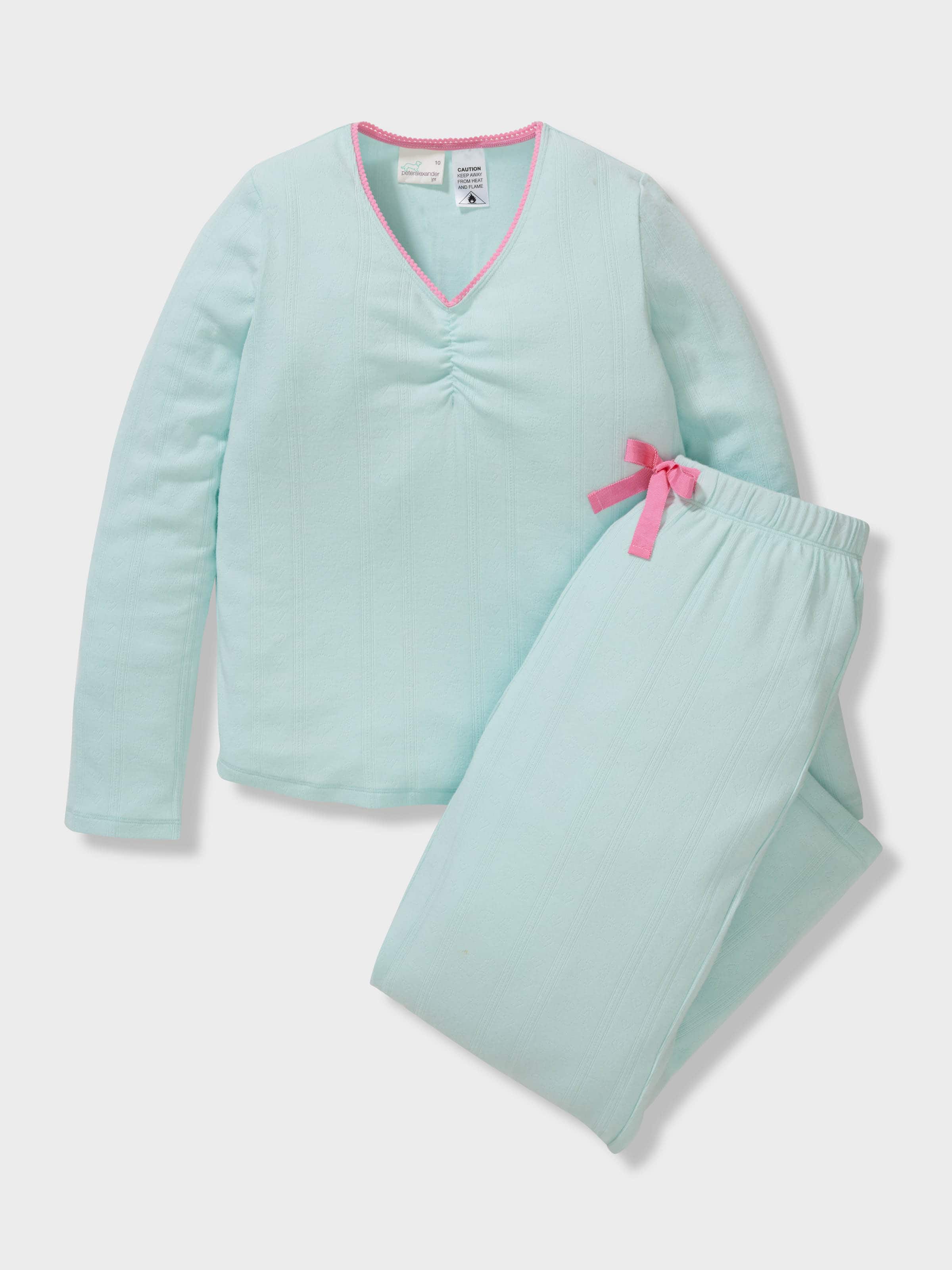 Girls Pointelle Knit Long Pj Set