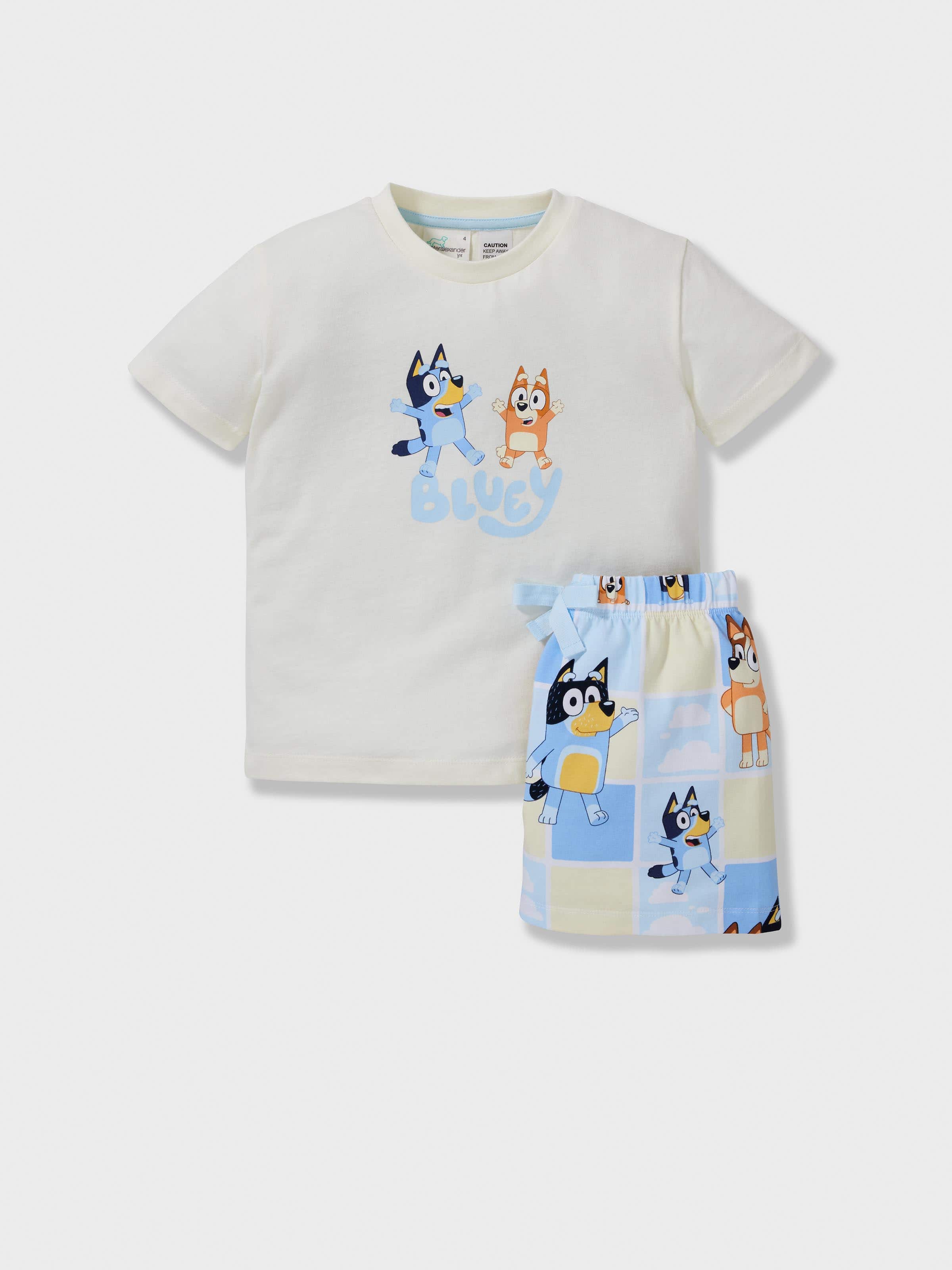 Jnr Kids Bluey Check Short Pj Set