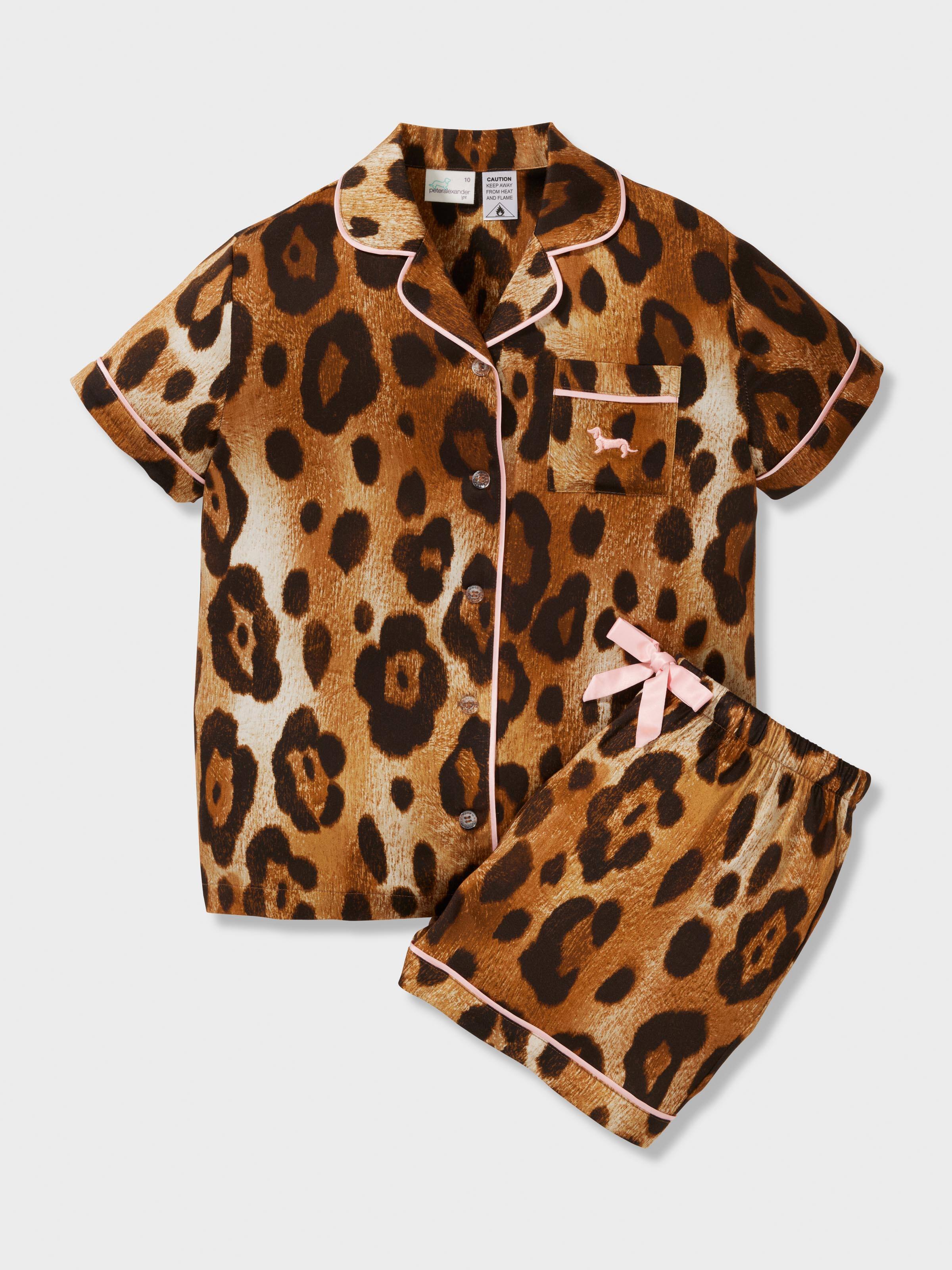 Girls Leopard Print Classic Shortie Pj Set