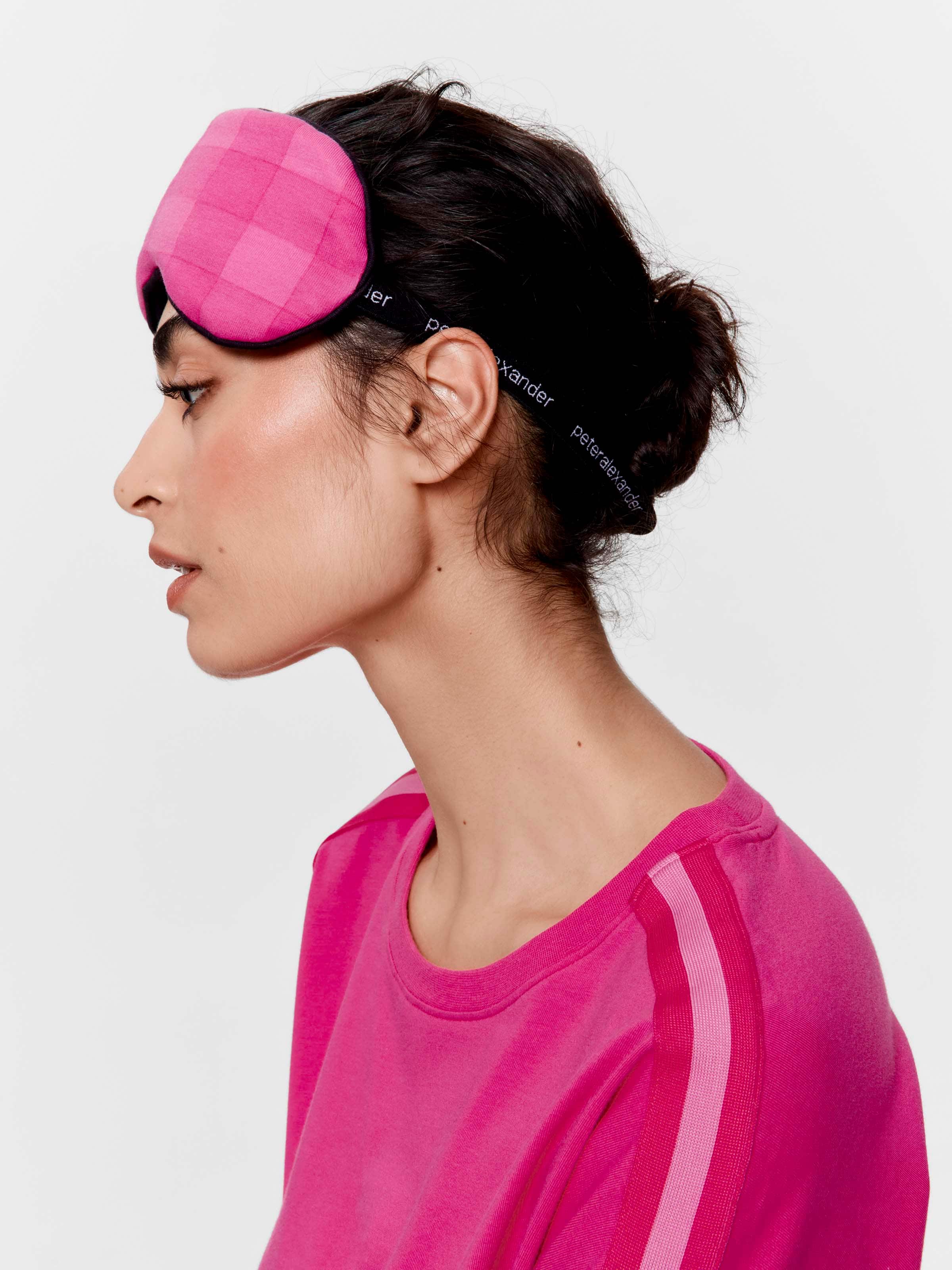 Pink Check Eye Mask