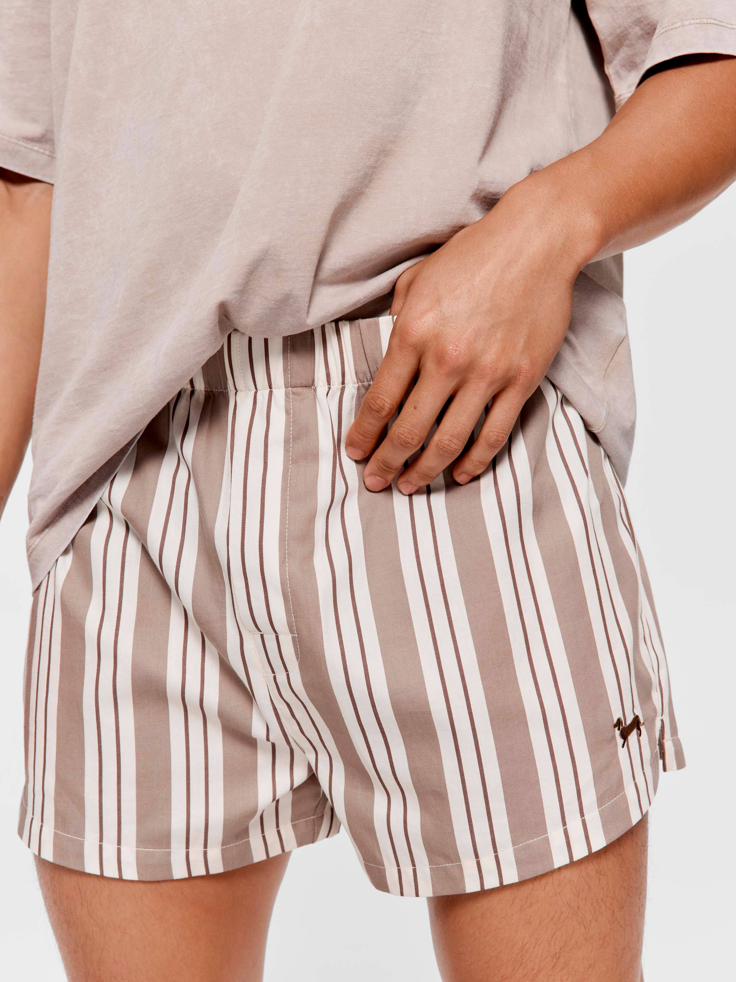 Mocha Stripe 100% Cotton Boxer Short