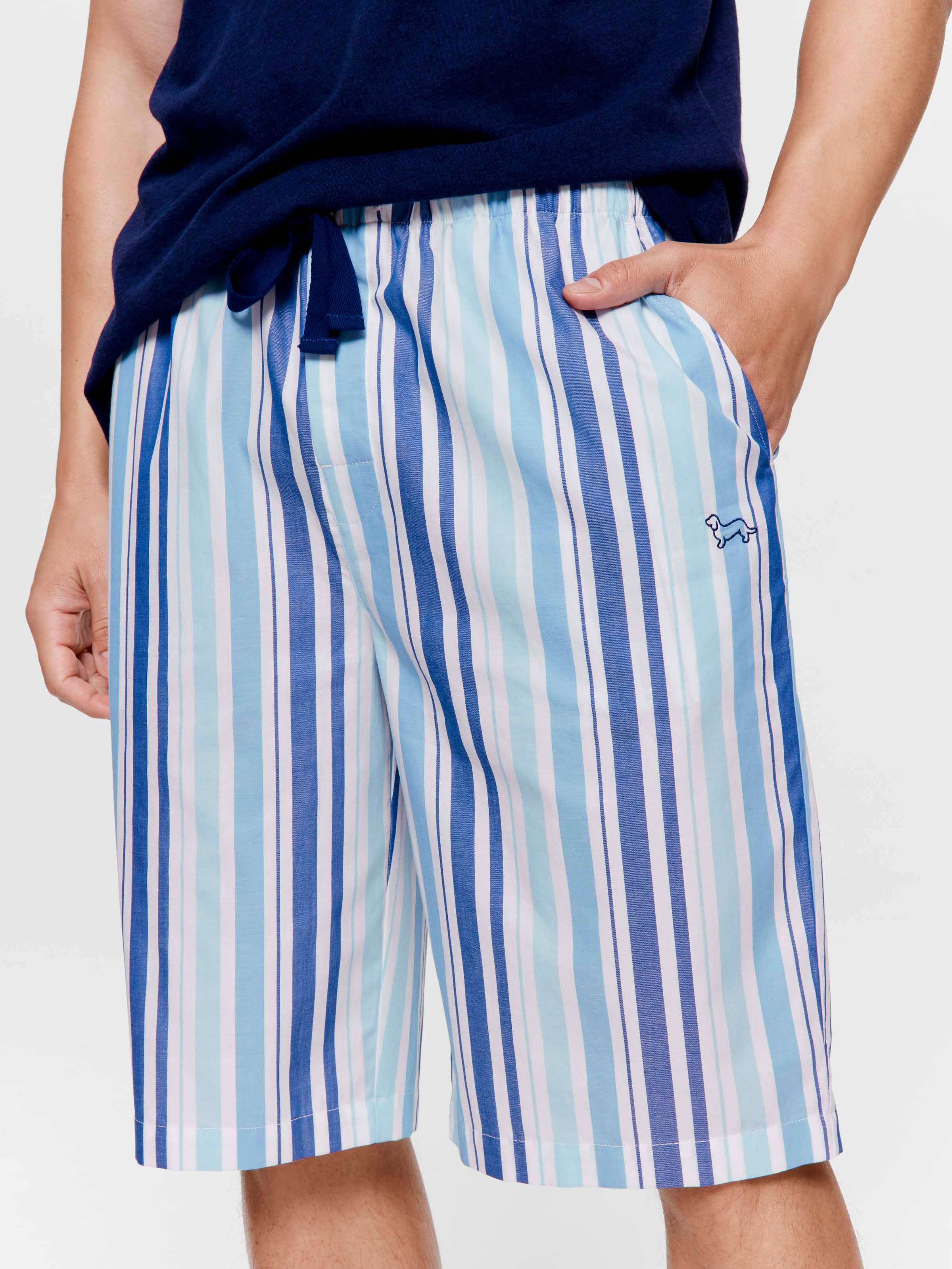 Gradient Blue Stripe 100% Cotton Sleep Short