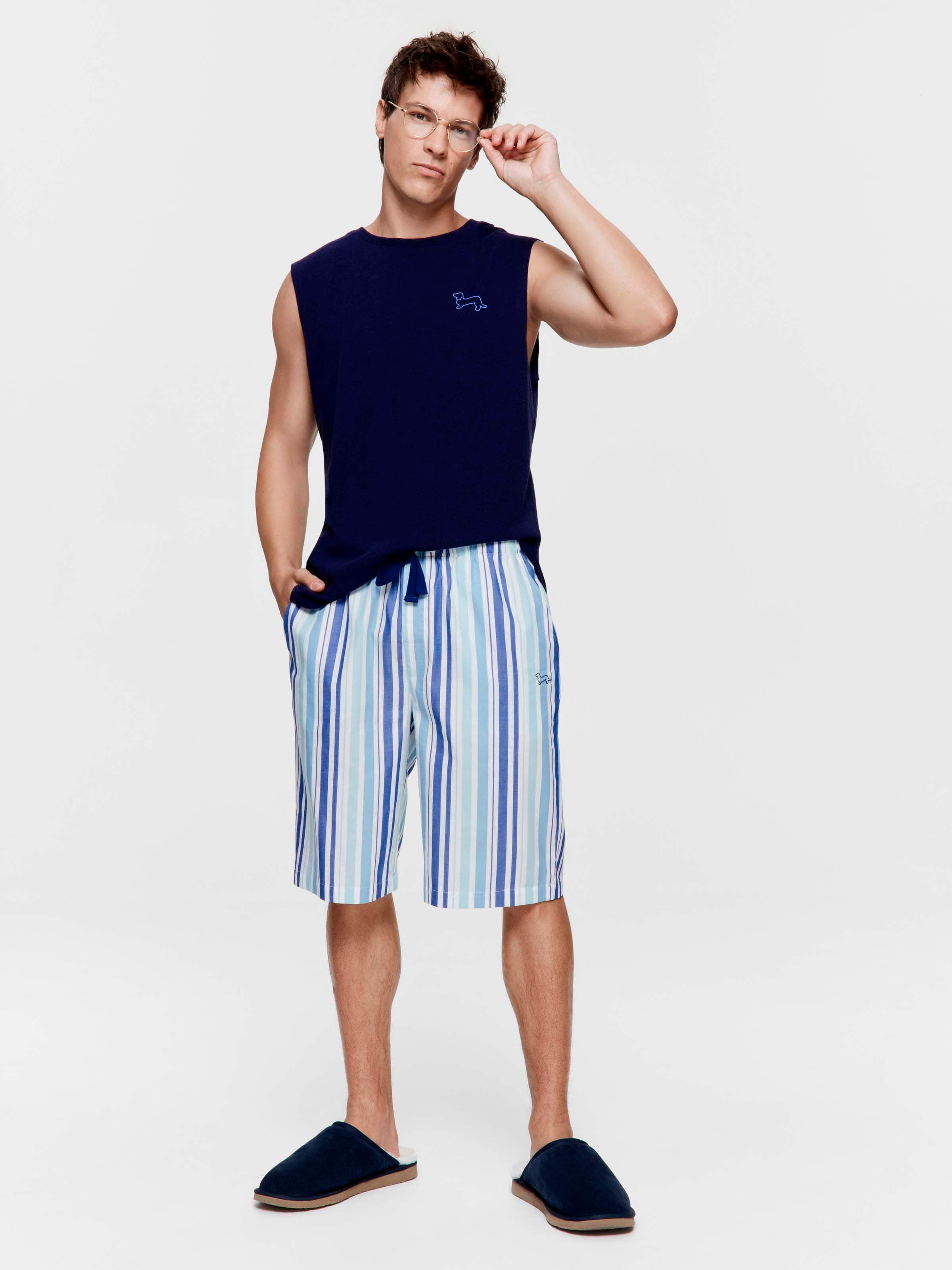 Gradient Blue Stripe 100% Cotton Sleep Short