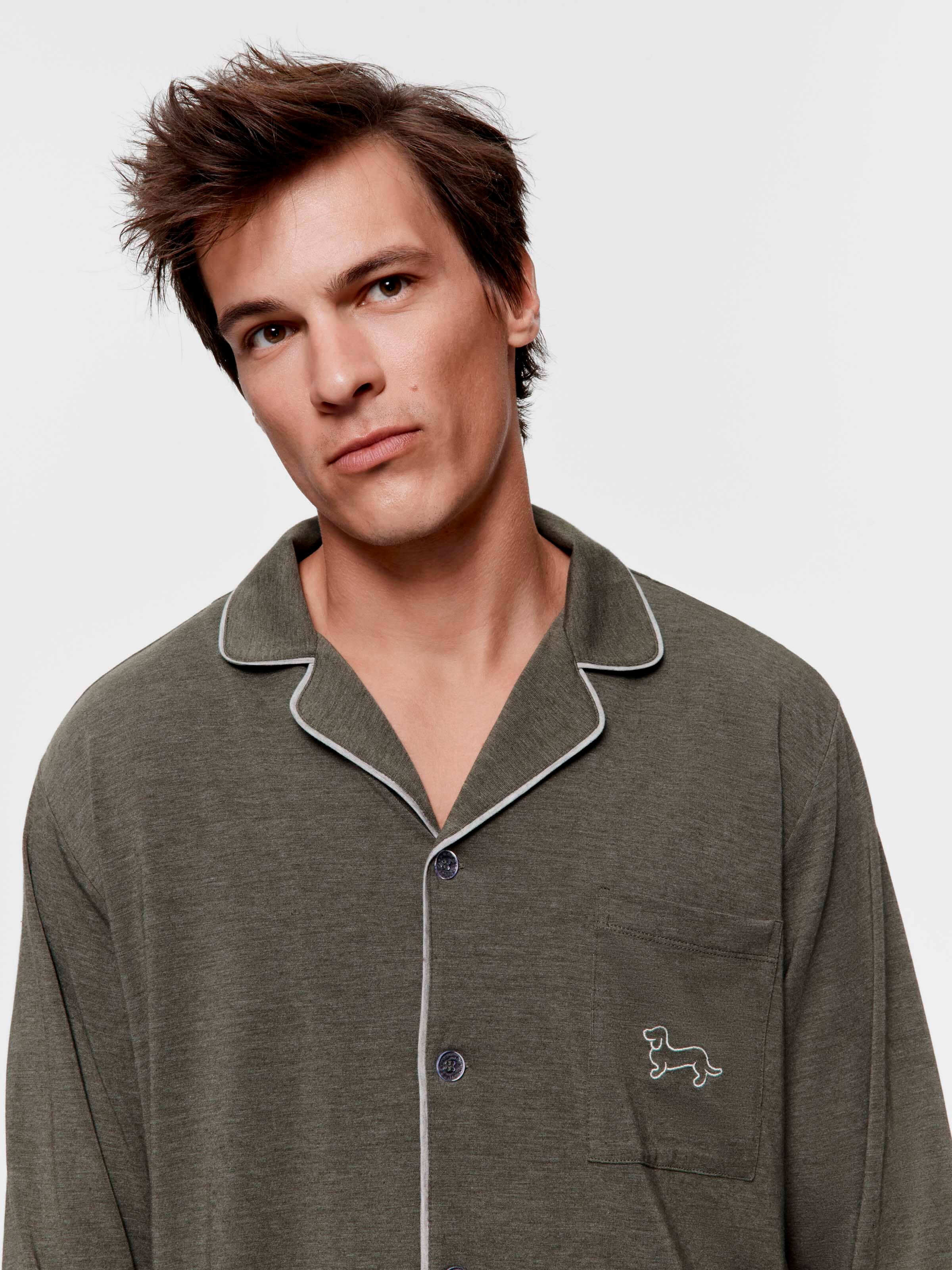 Khaki Bamboo Long Sleeve Pj Set