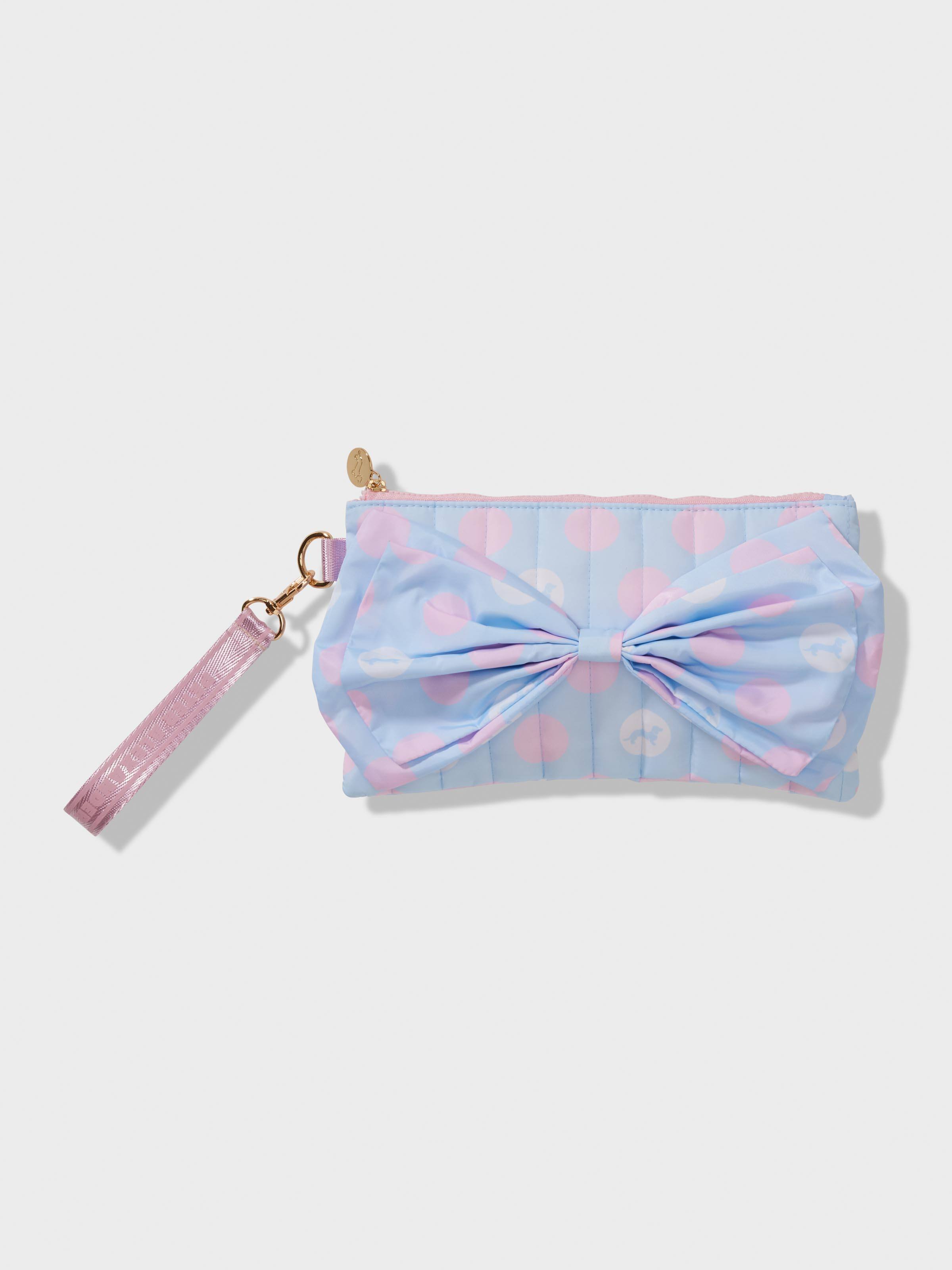 Blue & Pink Polka Dot Bow Cos Pouch