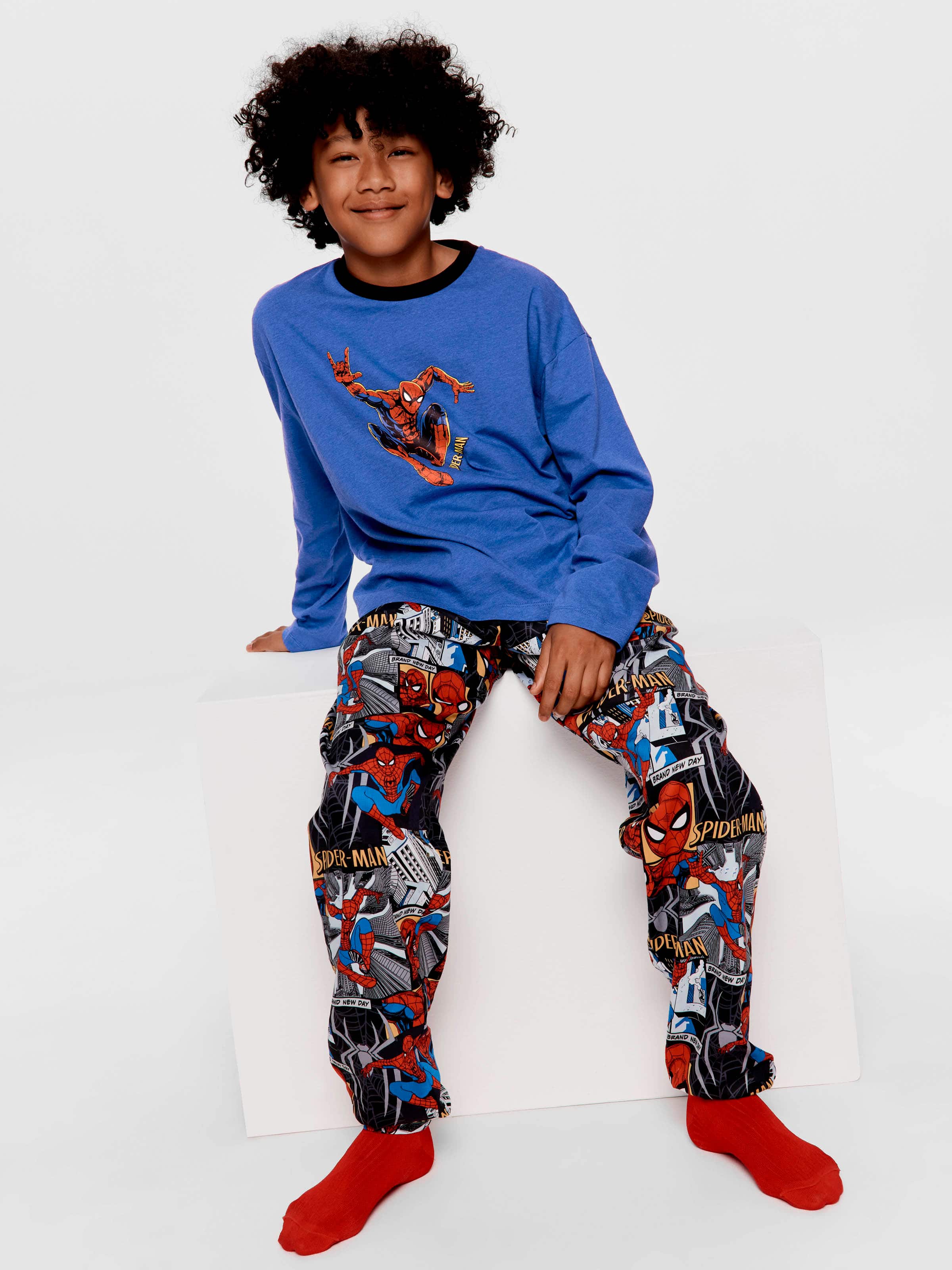 Boys Marvel Spiderman 100% Cotton Long Pj Set
