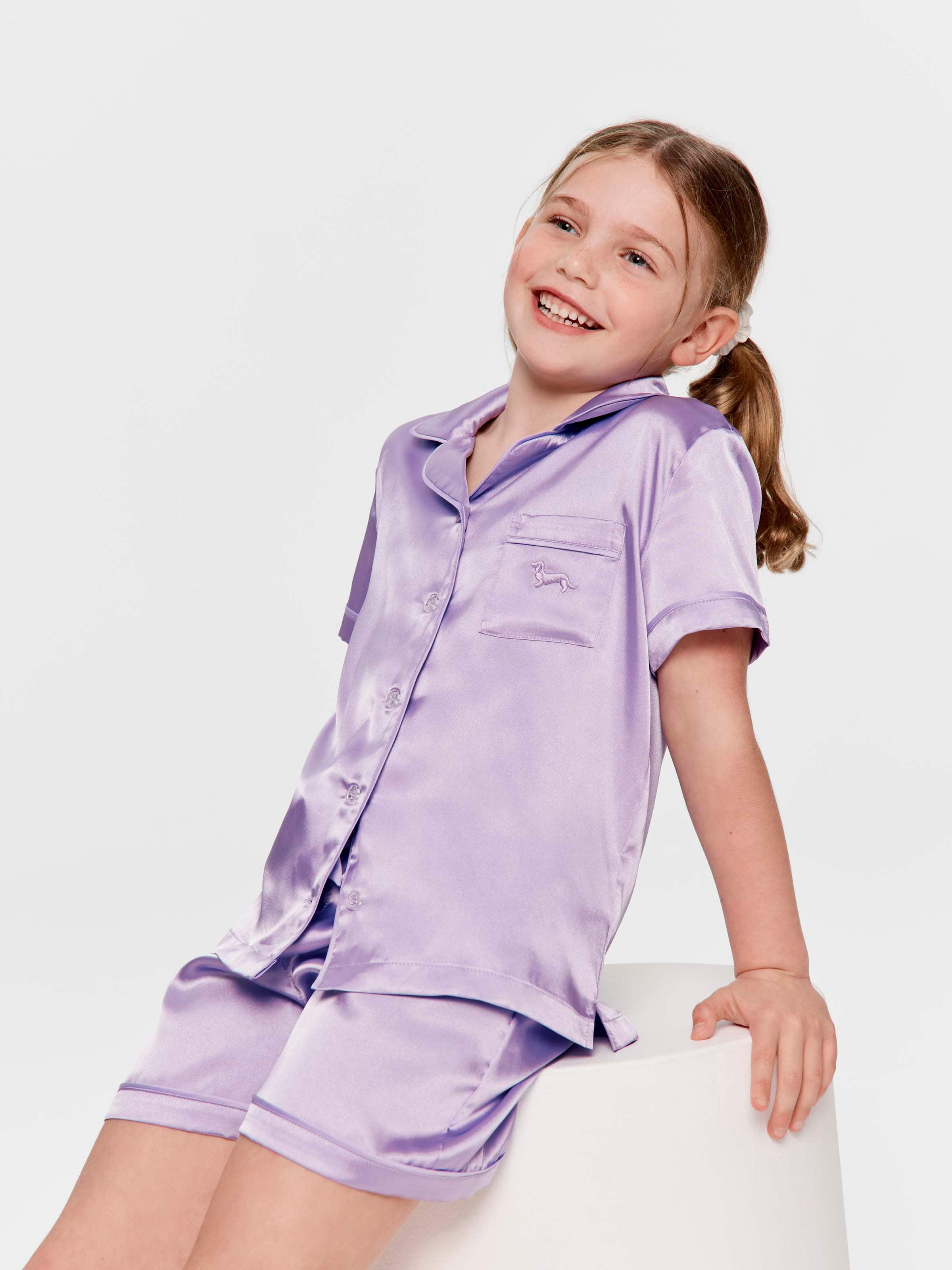 Jnr Girls Iris Satin Classic Short Pj Set