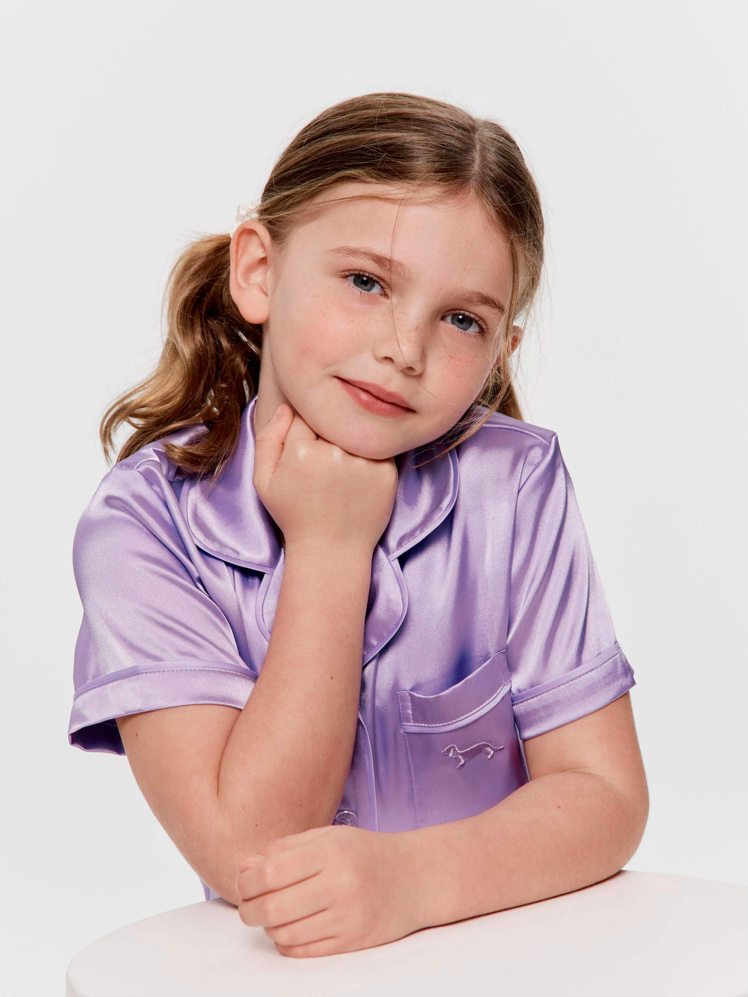 Jnr Girls Iris Satin Classic Short Pj Set