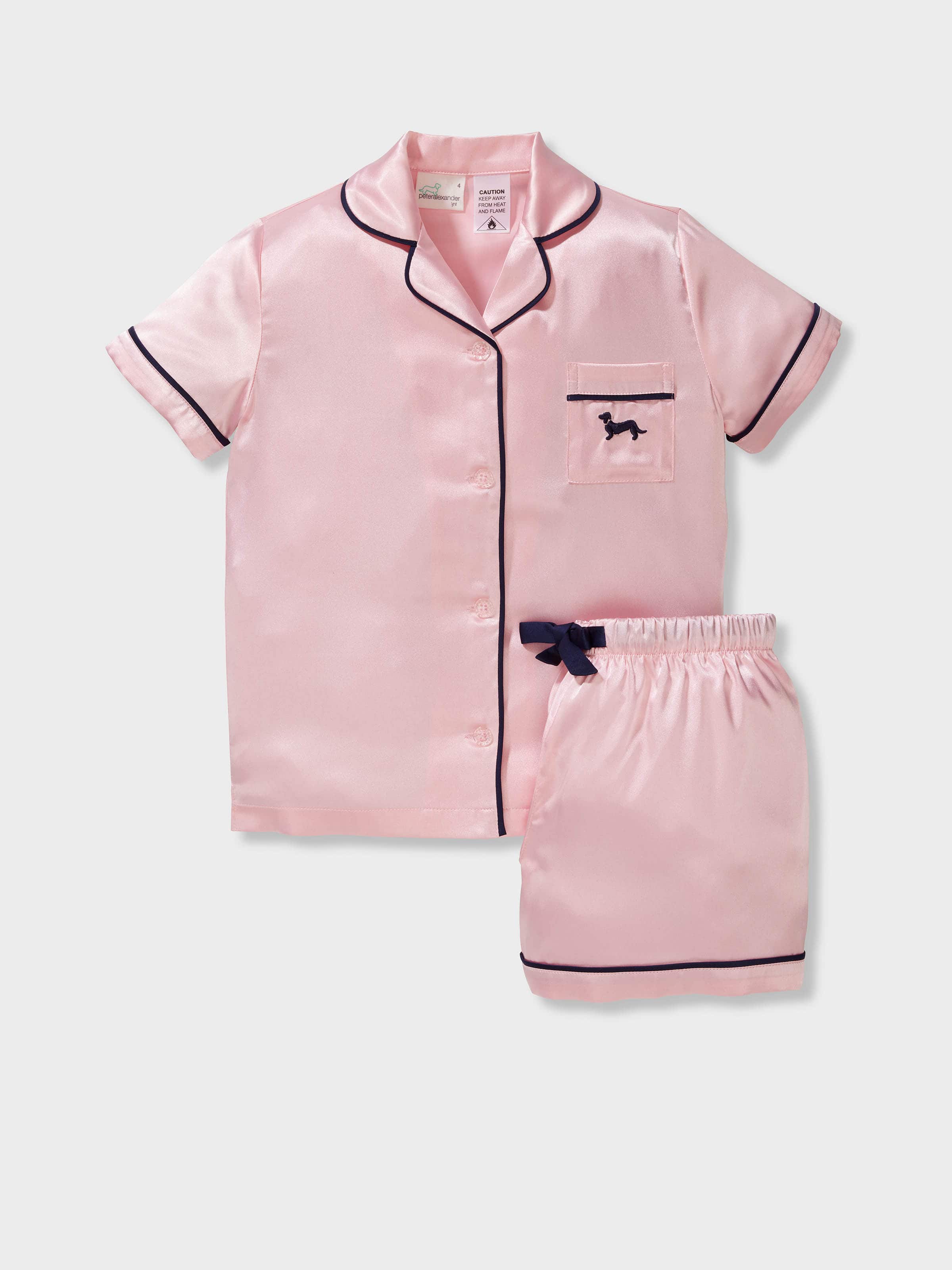 Jnr Girls Candy Pink Satin Short Classic Pj Set