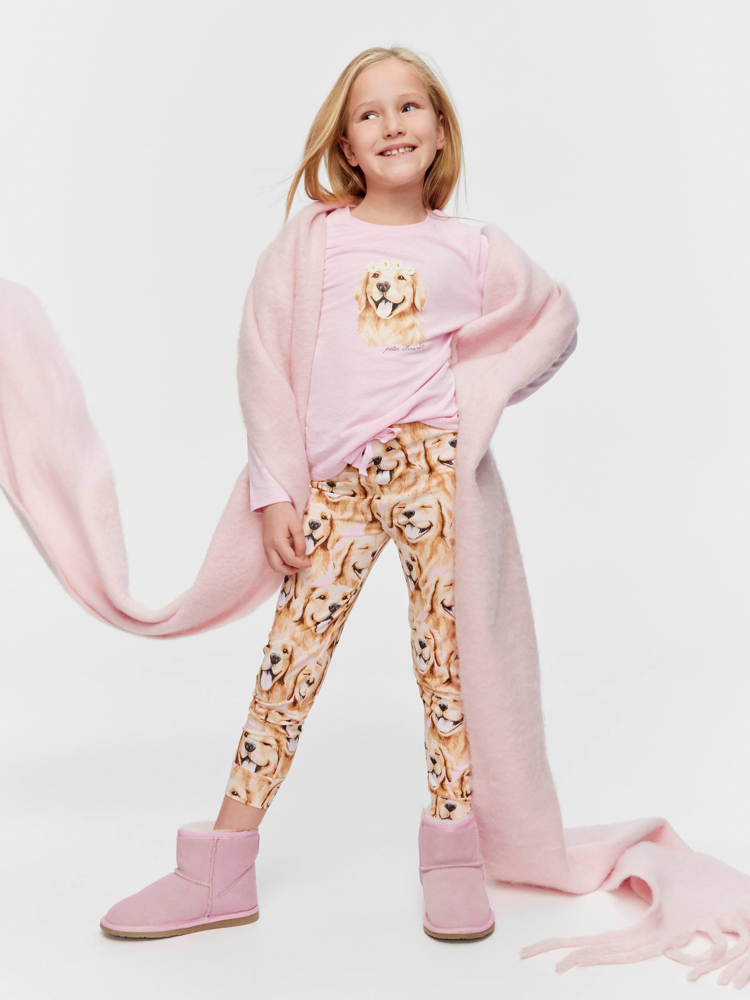 Jnr Girls Golden Retriever Long Pj Set