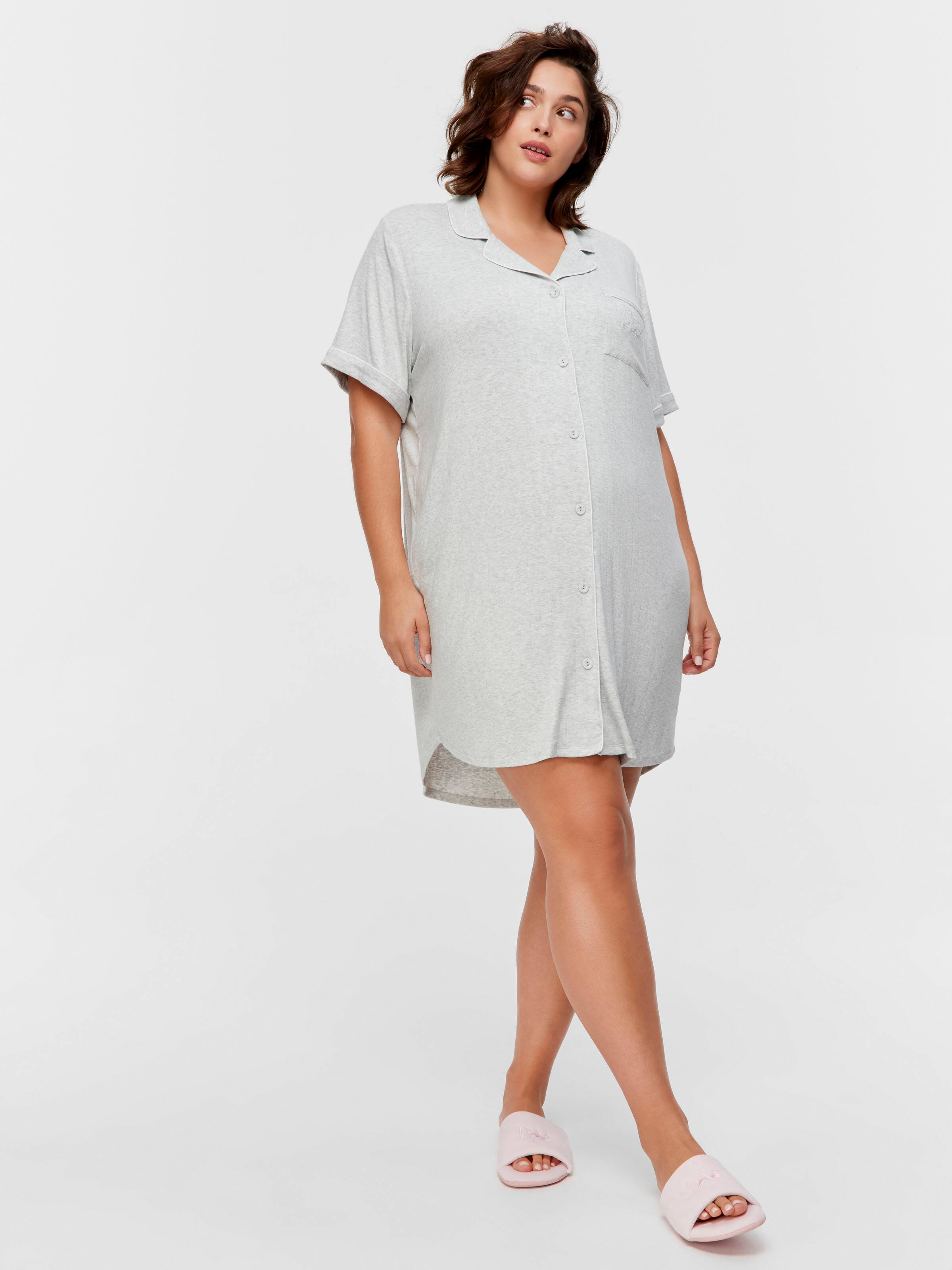 P.A. Plus Grey Slouchy Rib Short Sleeve Nightshirt