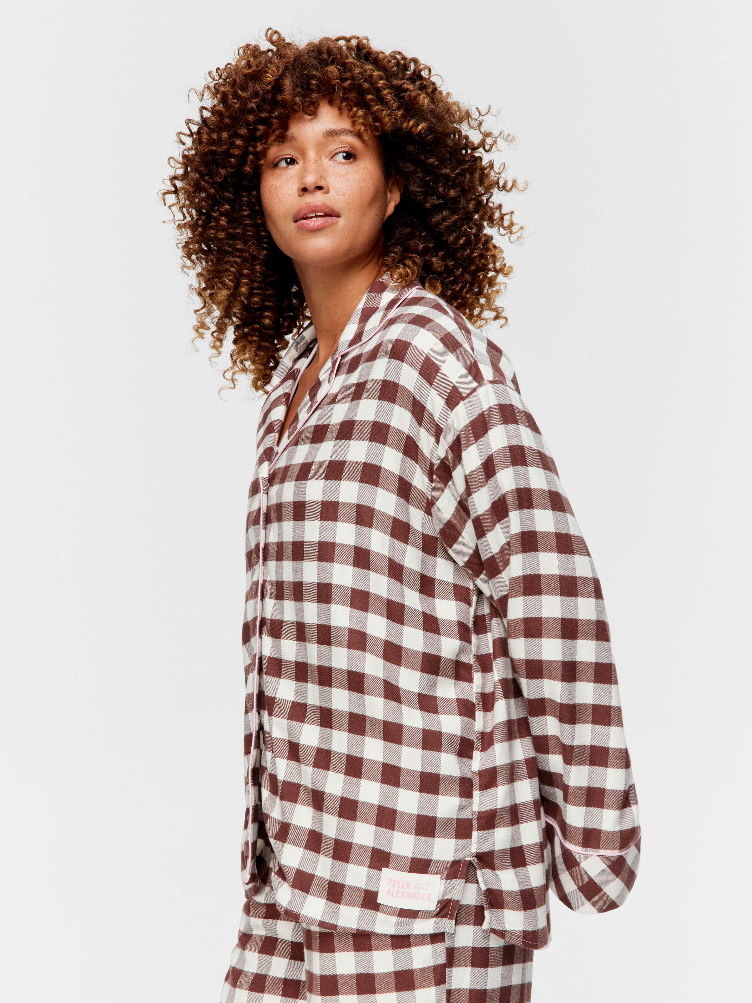 Chocolate Gingham Viscose Flannelette Long Sleeve Shirt