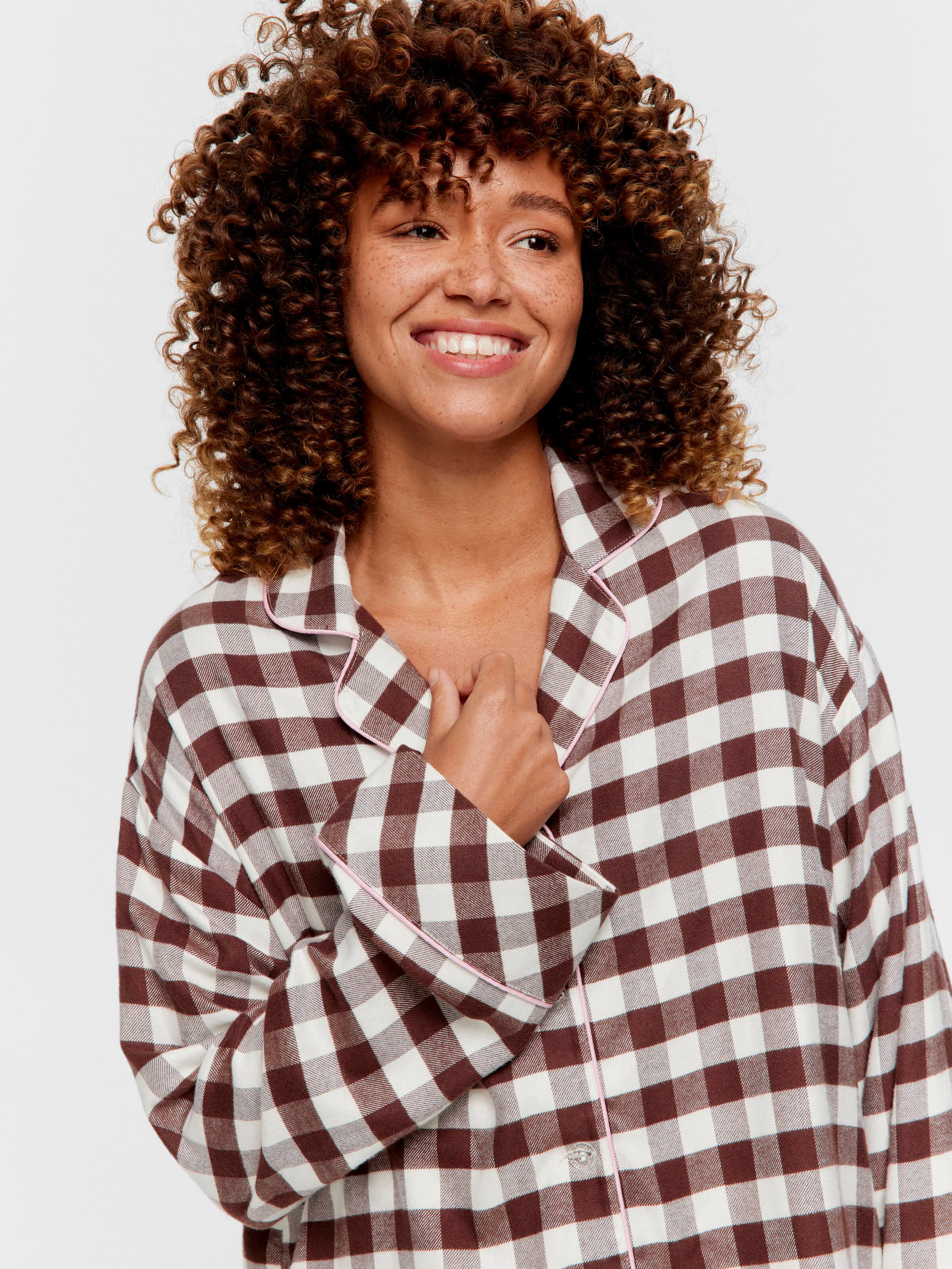 Chocolate Gingham Viscose Flannelette Long Sleeve Shirt
