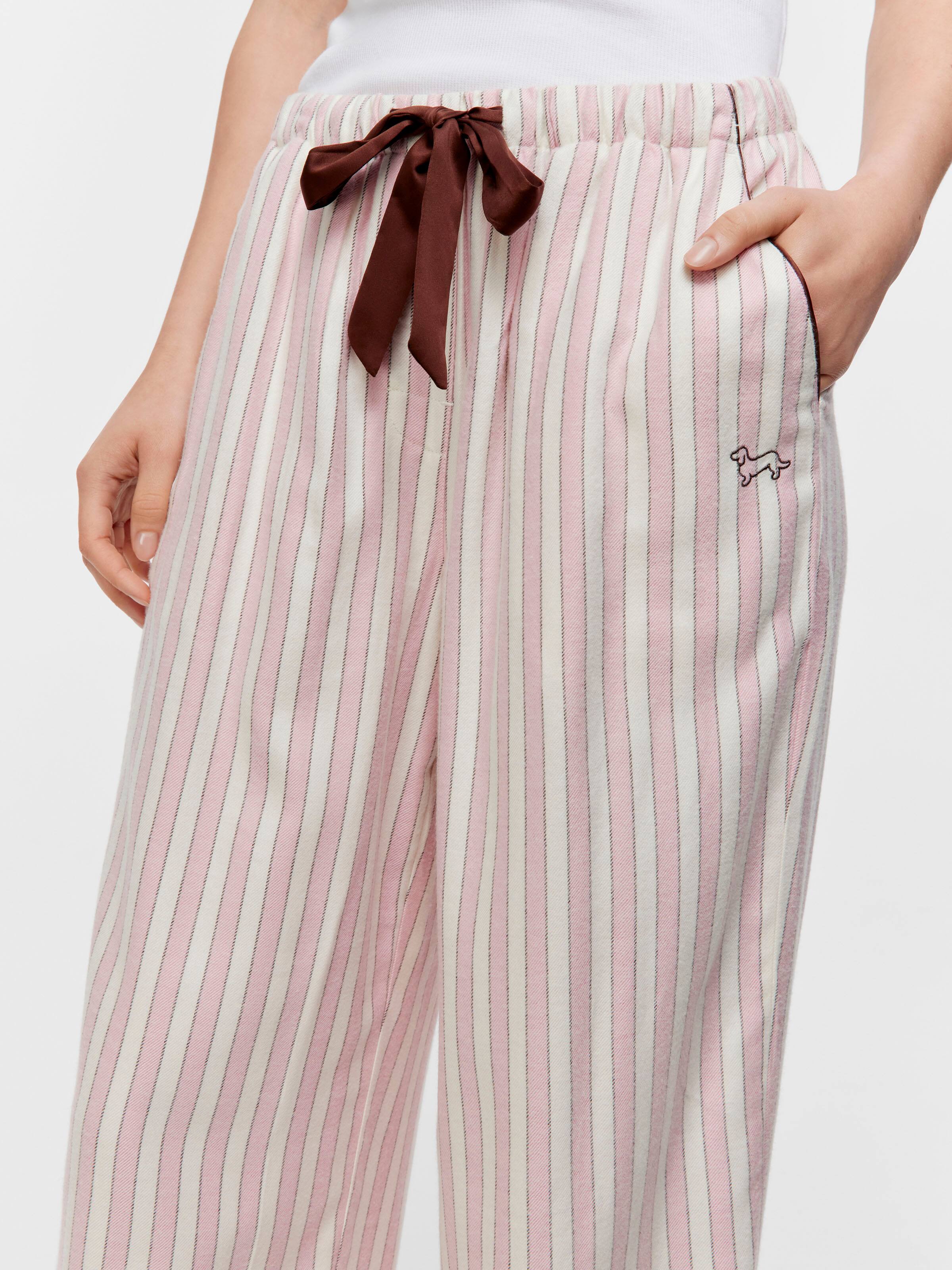 Pink Stripe Viscose Flannelette Classic Pj Bottom