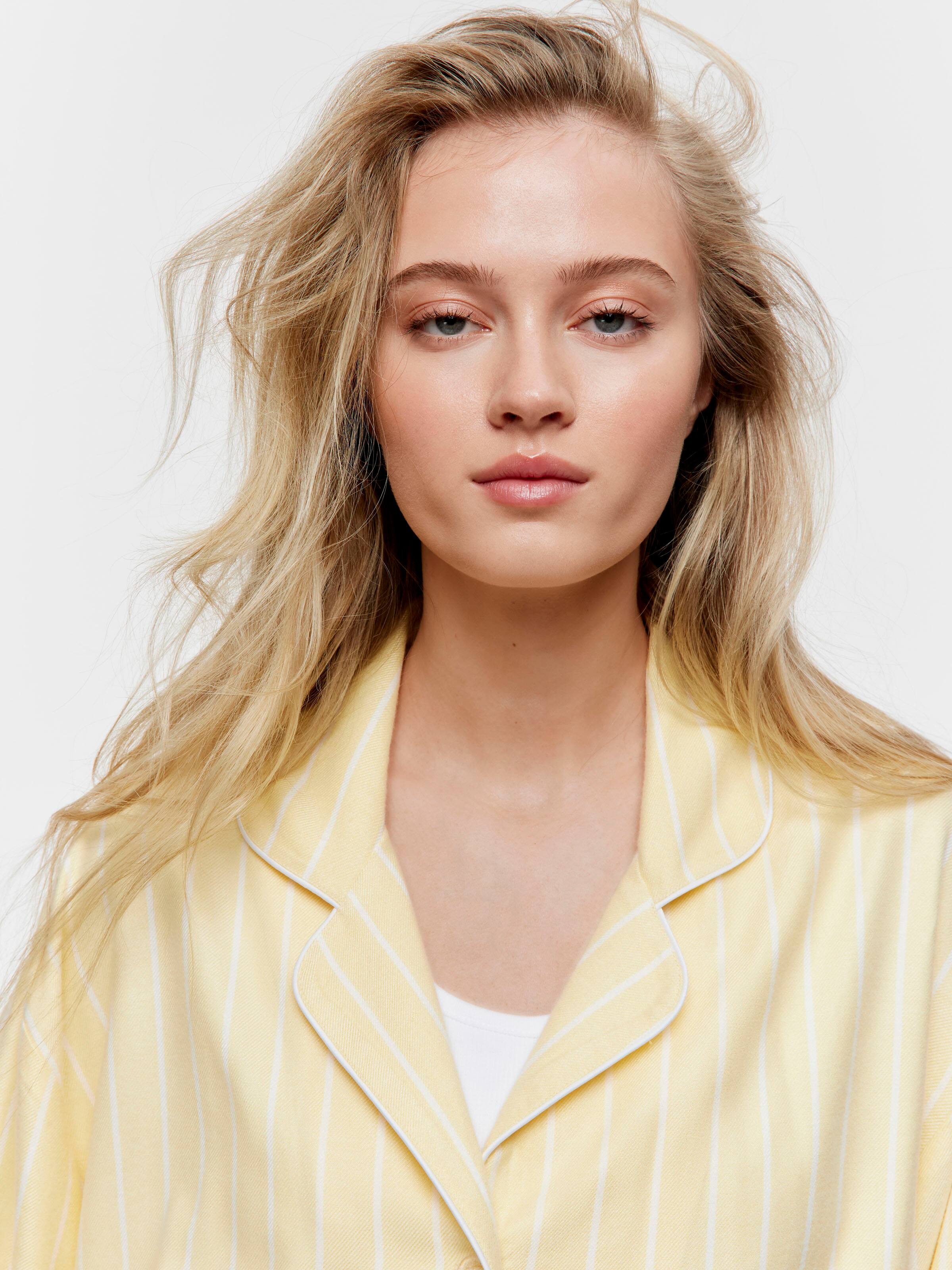 Yellow Stripe Viscose Flannelette Long Sleeve Shirt