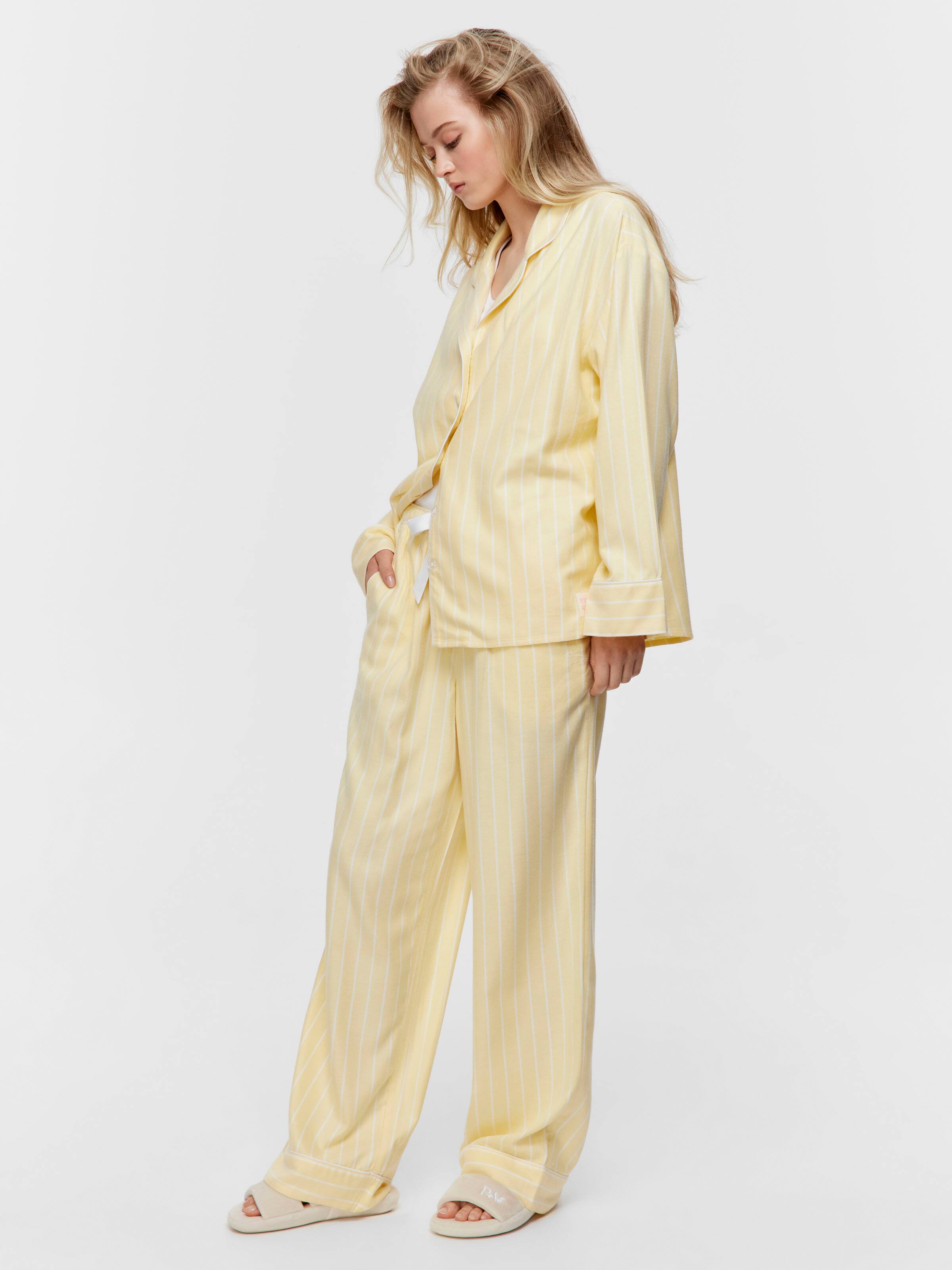 Yellow Stripe Viscose Flannelette Classic Pj Pant