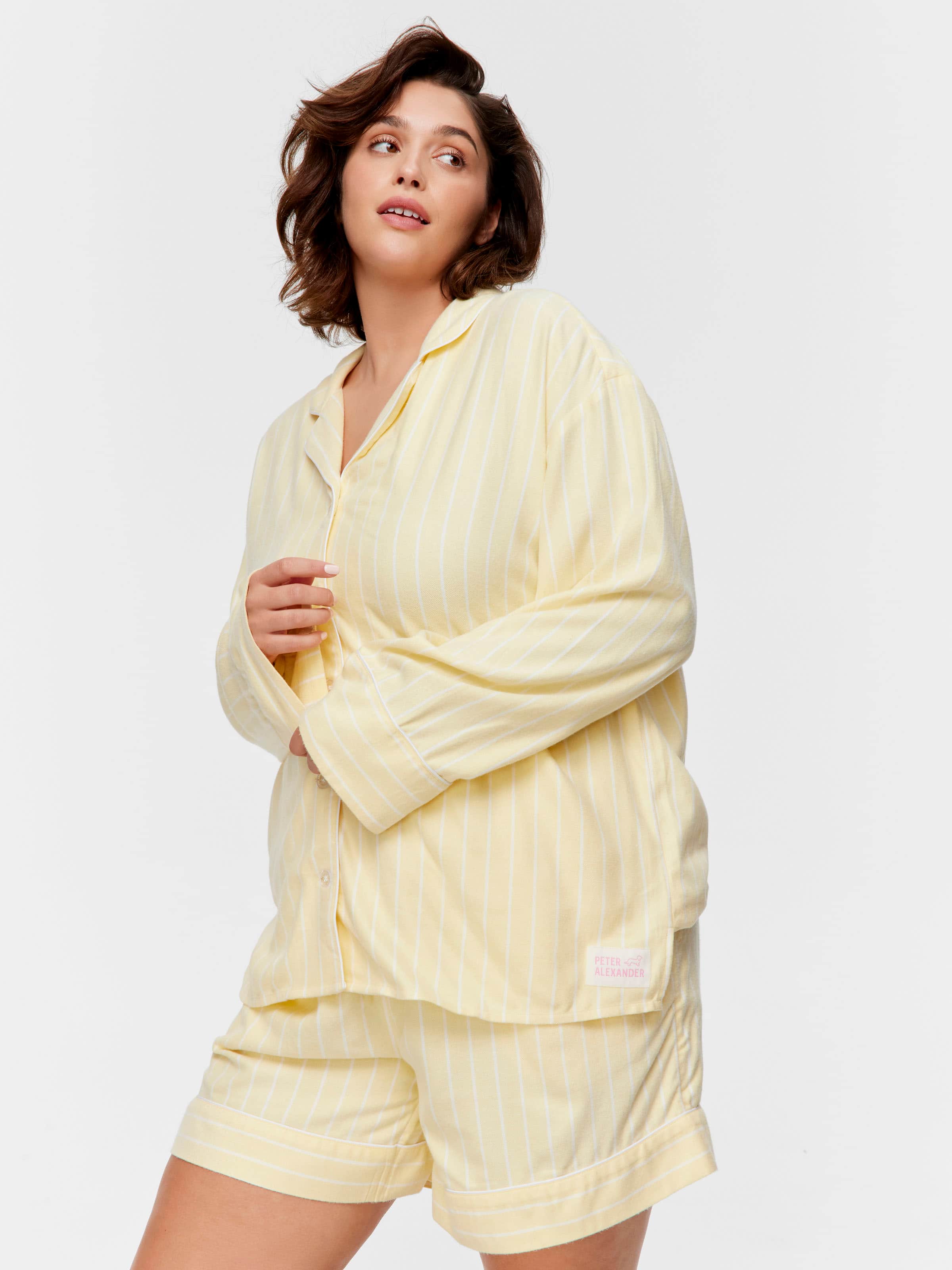 P.A. Plus Yellow Stripe Viscose Flannelette Long Sleeve Shirt