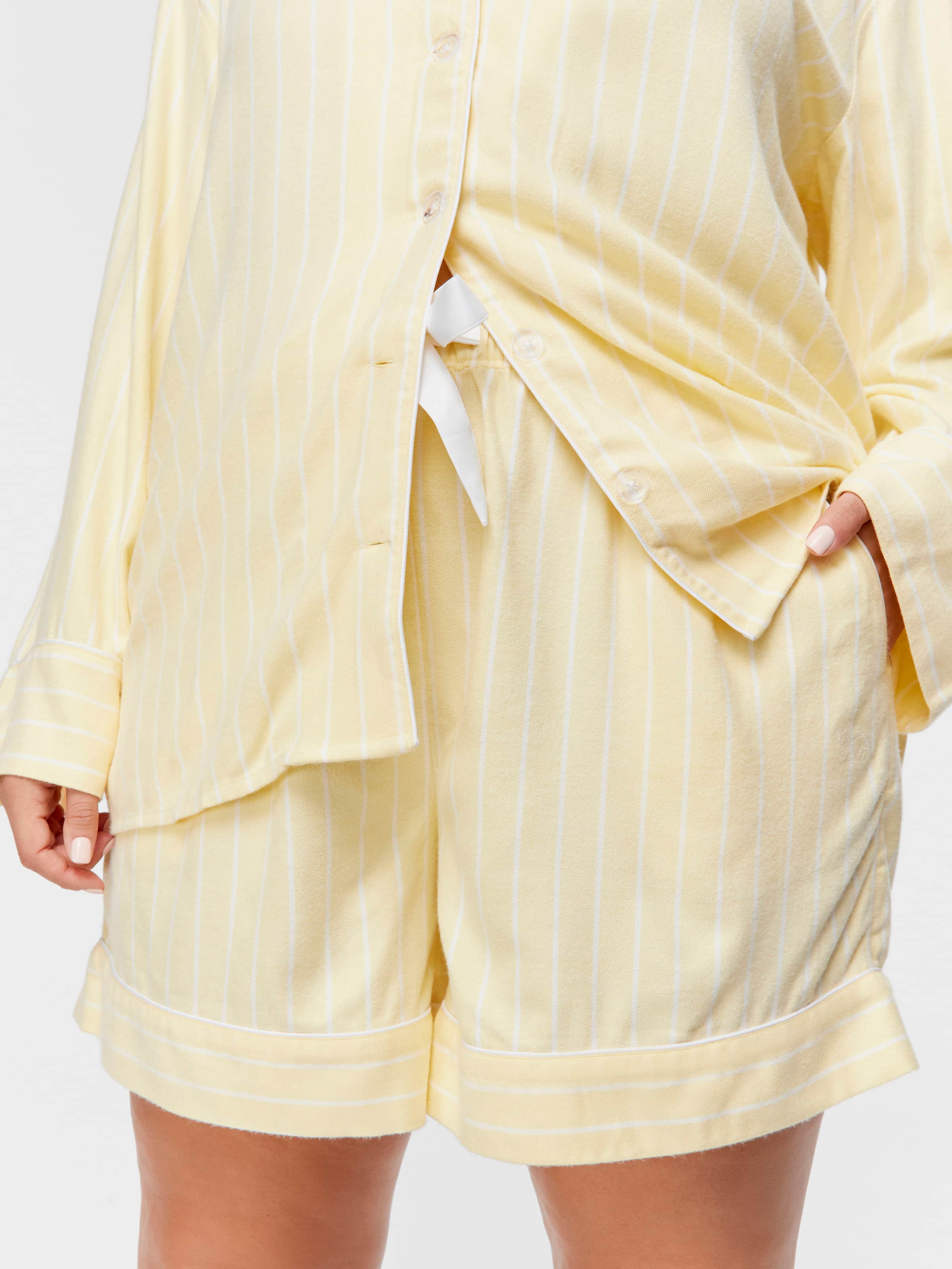 P.A. Plus Yellow Stripe Viscose Flannelette Mid Short