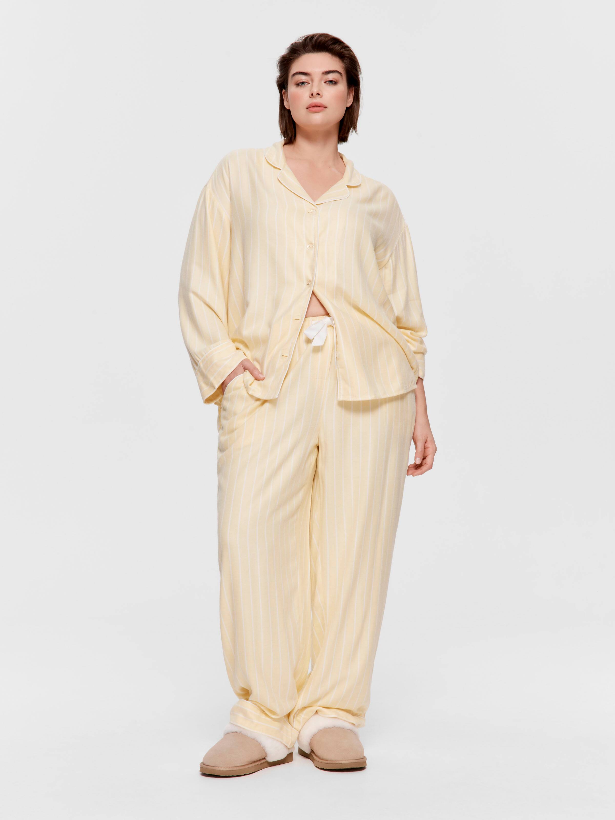 P.A. Plus Yellow Stripe Viscose Flannelette Classic Pj Bottom