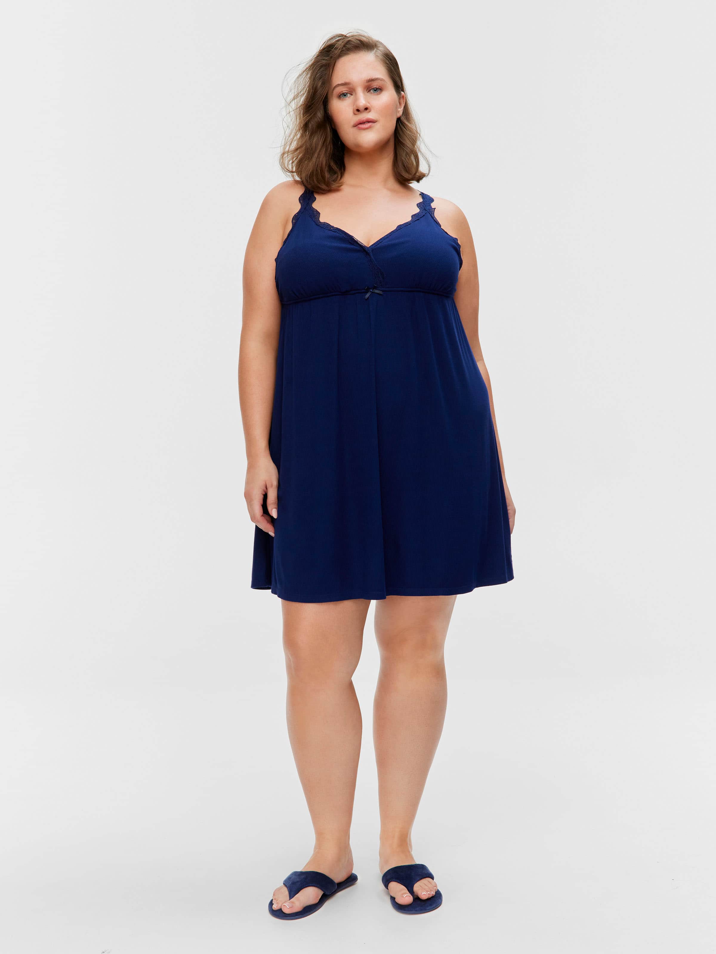 P.A. Plus Lace Trim Rib Nightdress