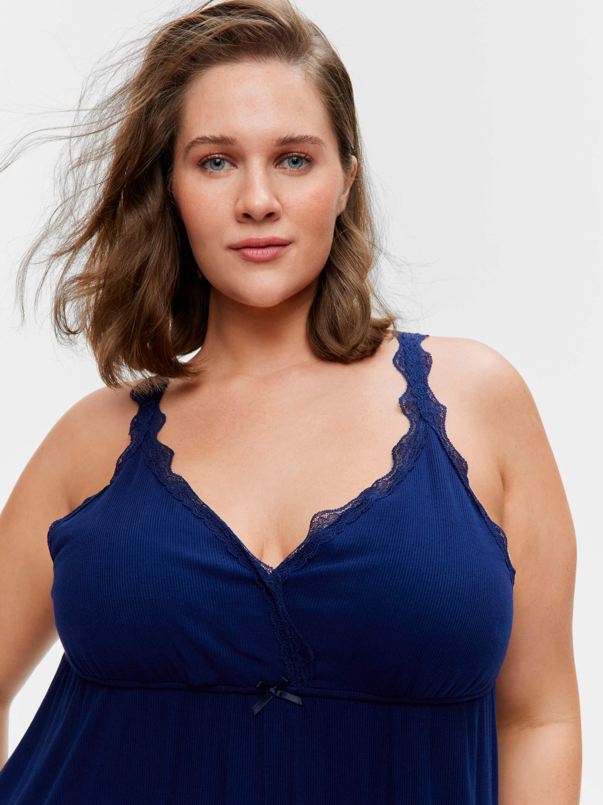 P.A. Plus Lace Trim Rib Nightdress