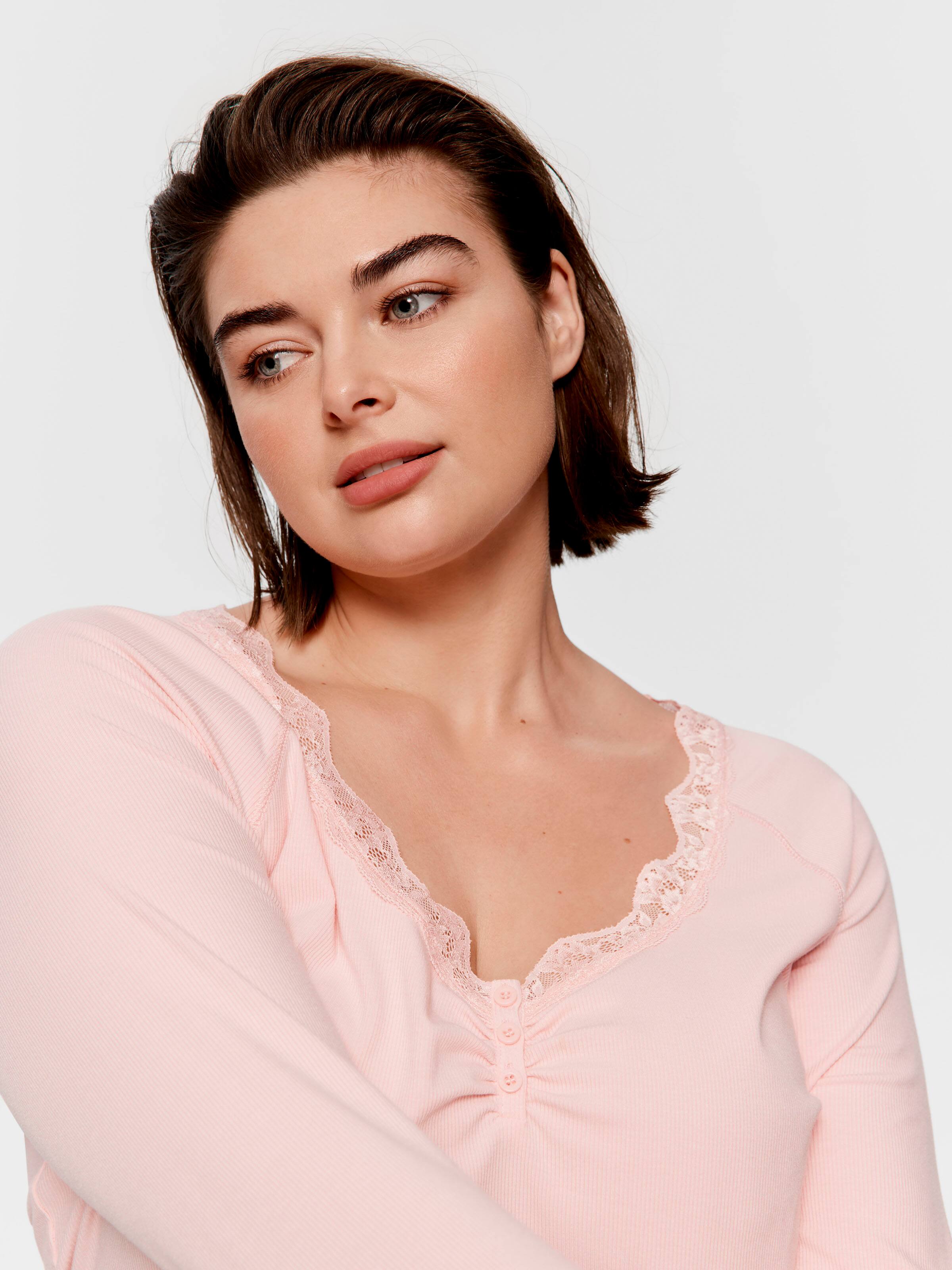 P.A. Plus Peachy Bamboo Rib Henley Top