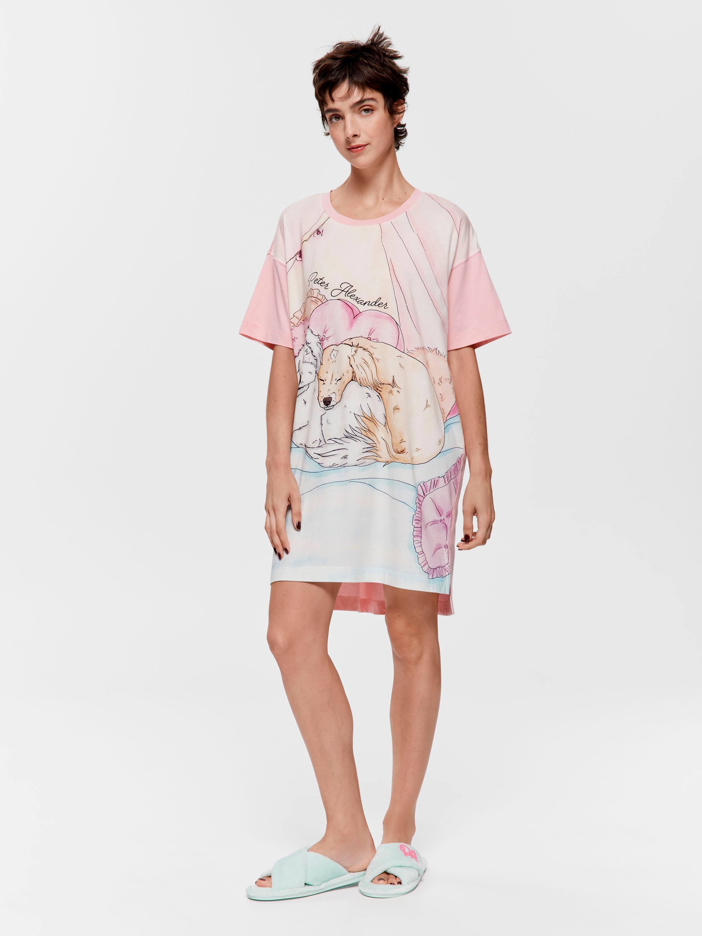 Dog Nap Split Hem Nightdress