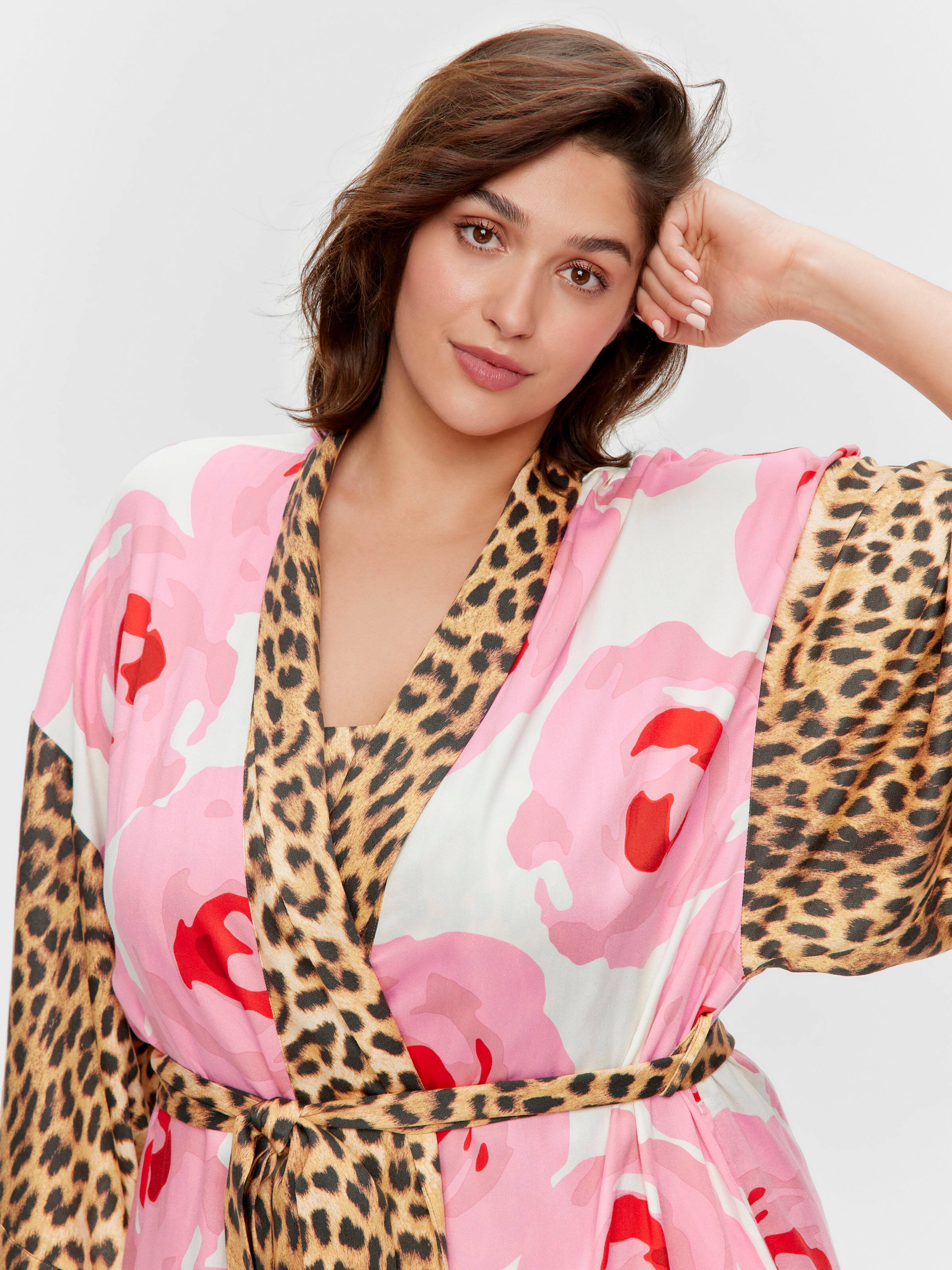 P.A. Plus Floral Leopard Long Fashion Dressing Gown