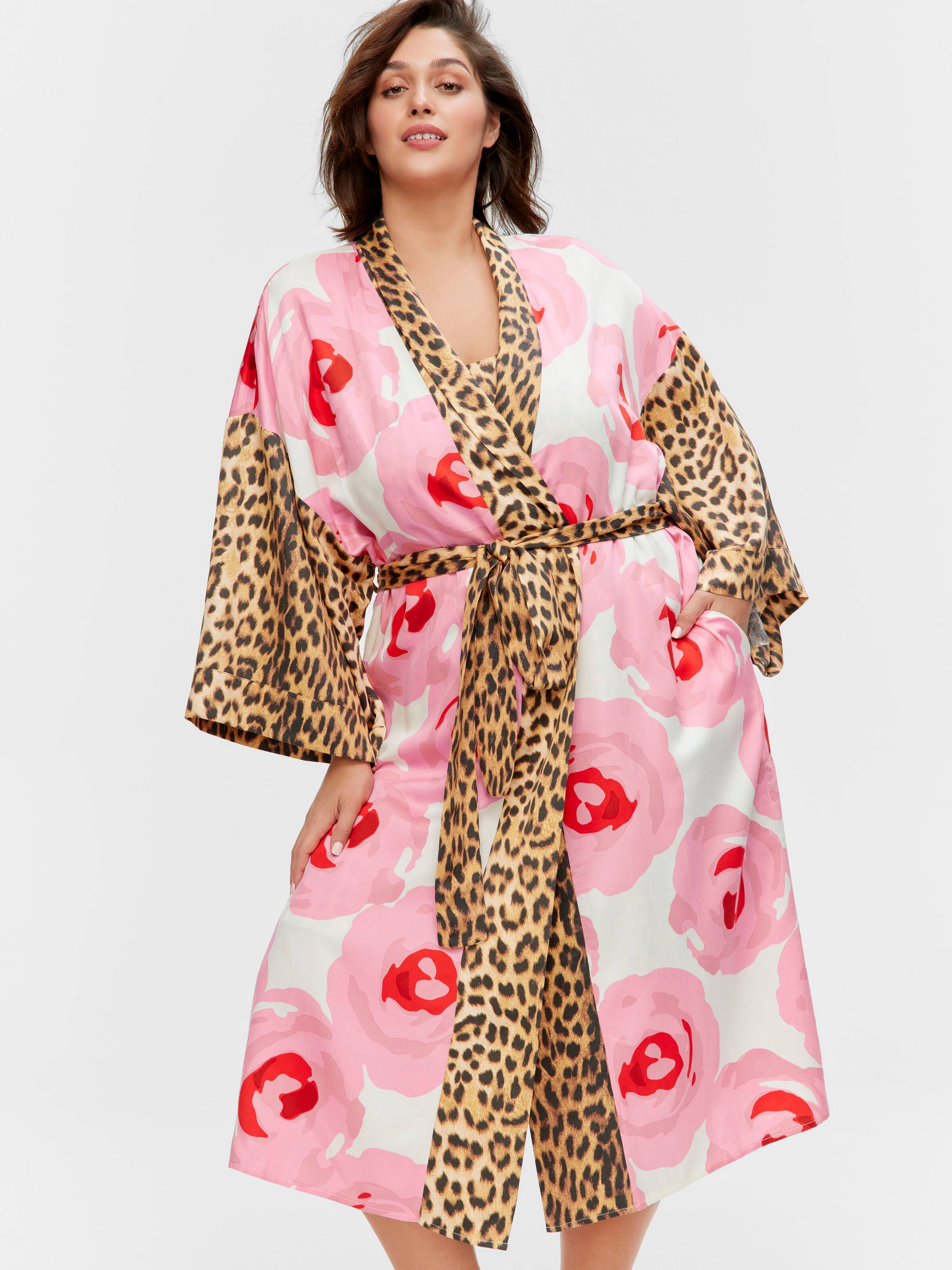 P.A. Plus Floral Leopard Long Fashion Dressing Gown