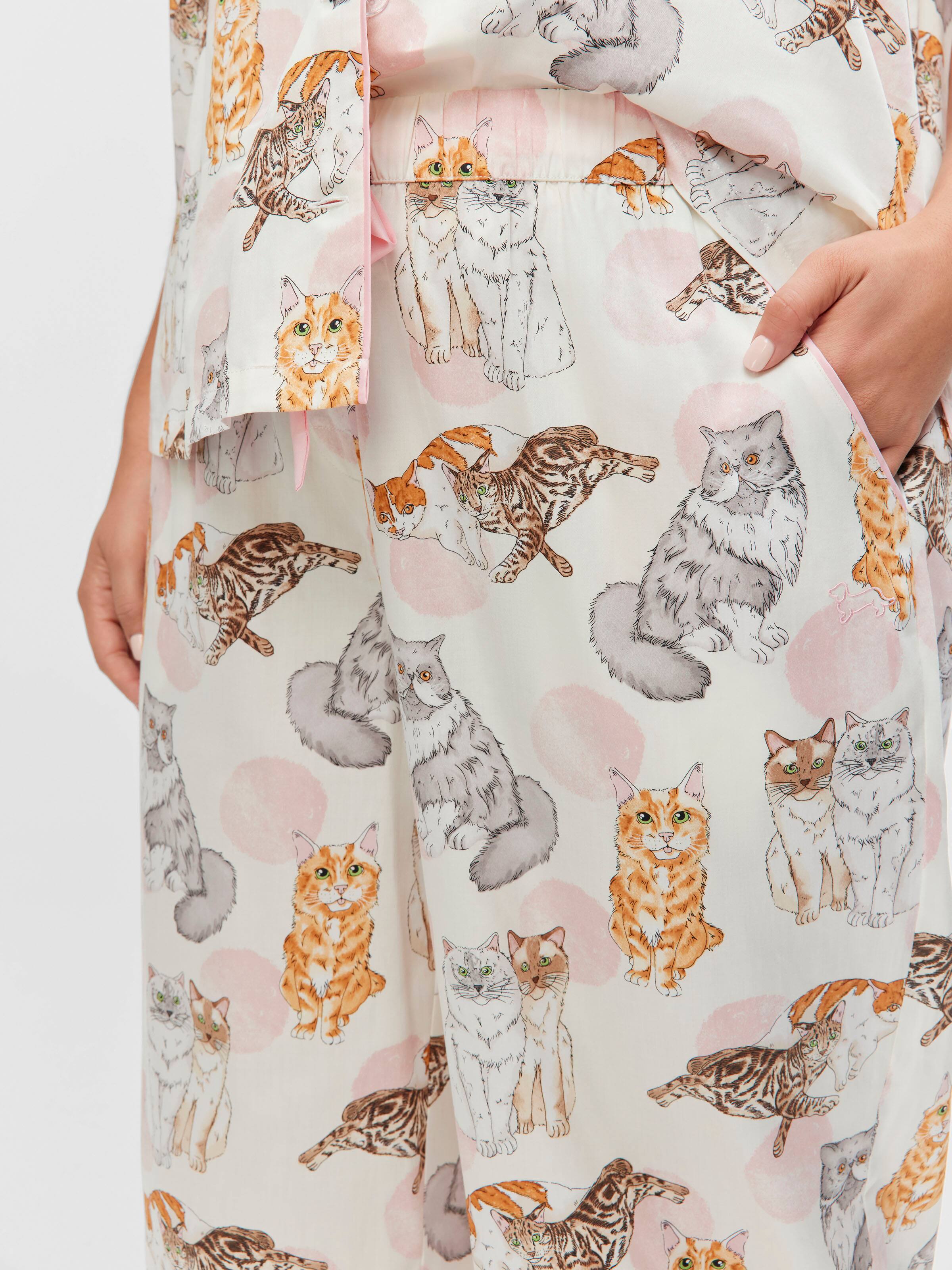 P.A. Plus Cats 100% Cotton Cropped Fashion Pj Bottom