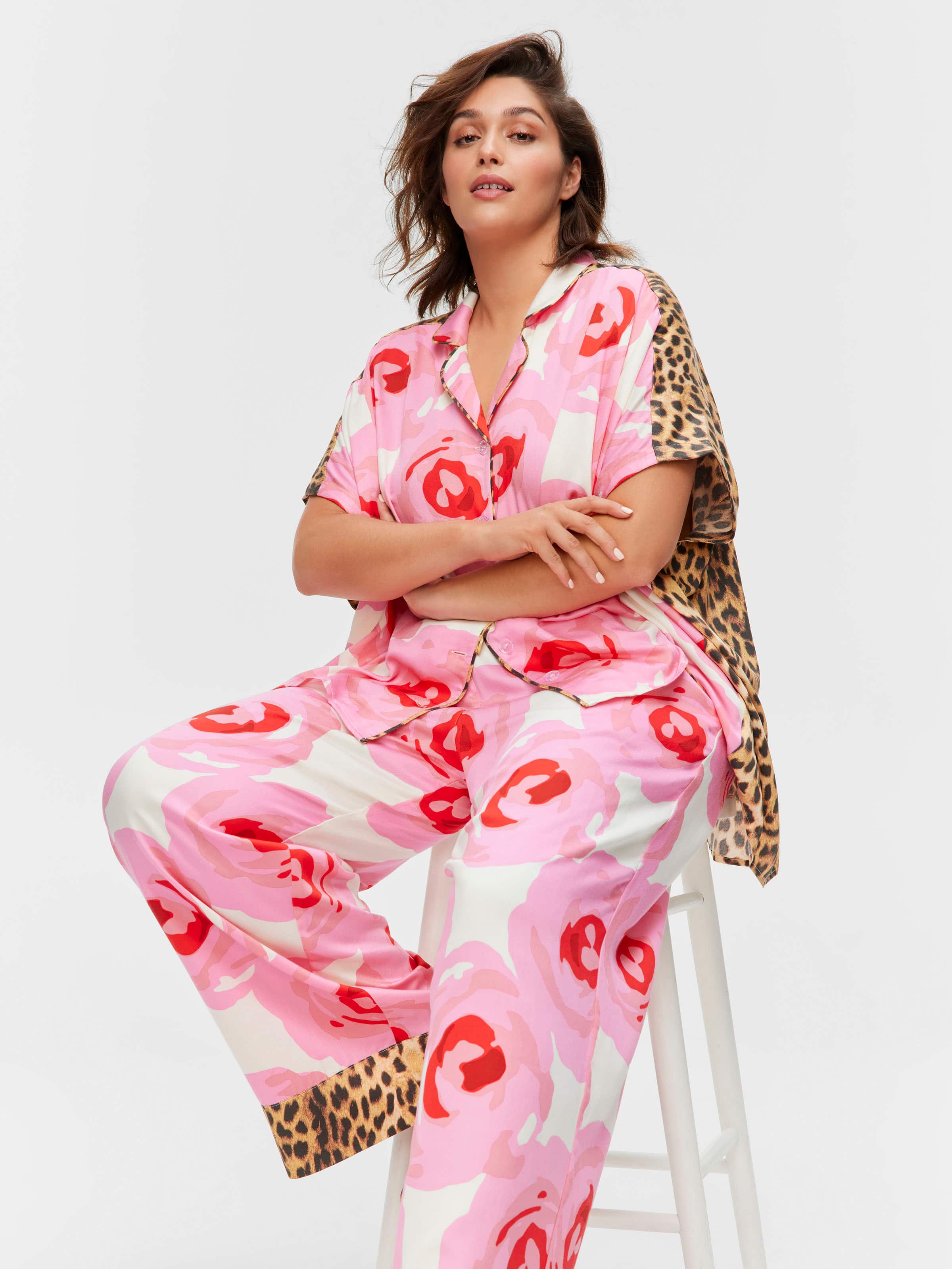 P.A. Plus Floral Leopard Fashion Pj Set
