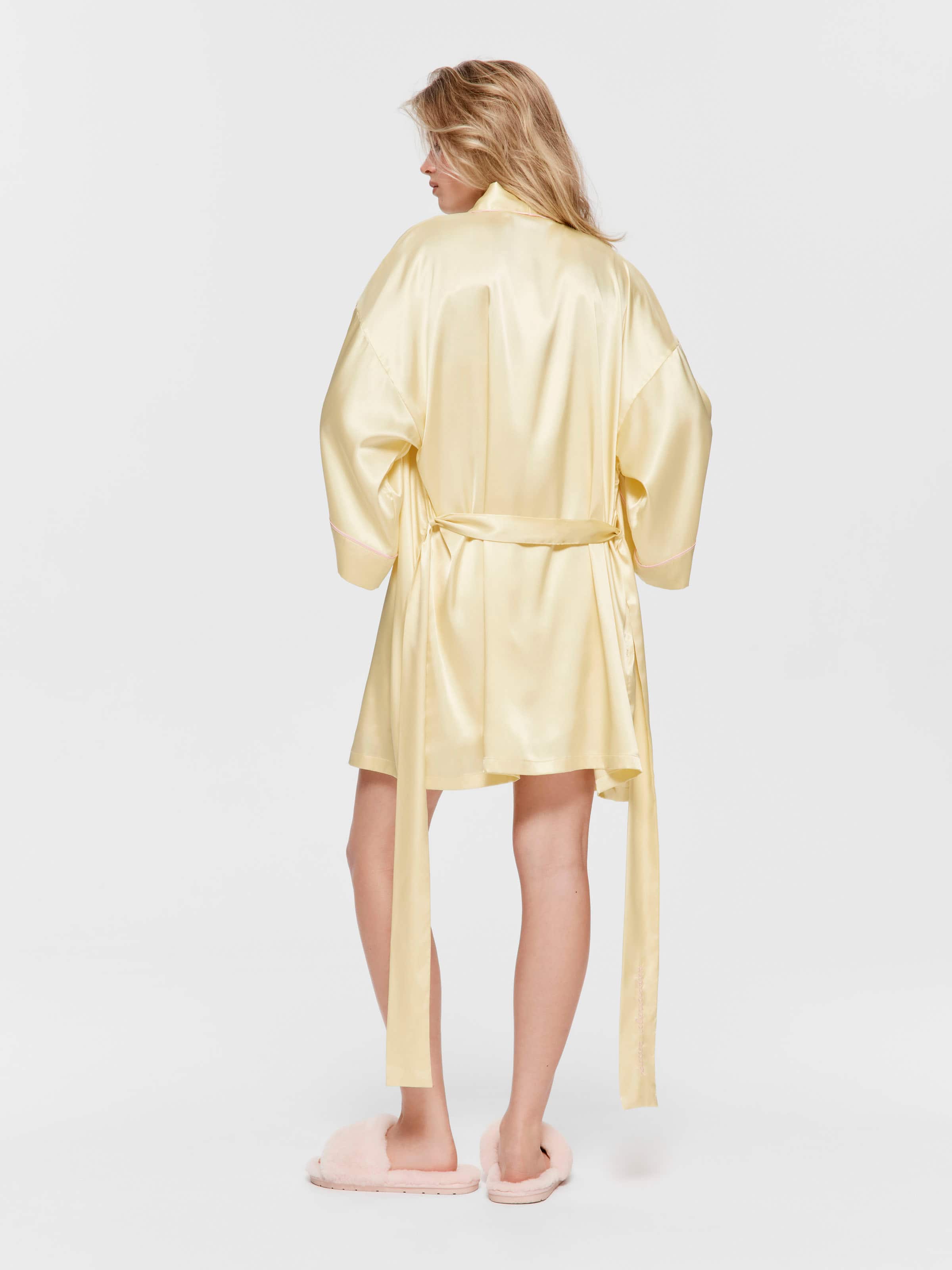 Lemon Satin Robe