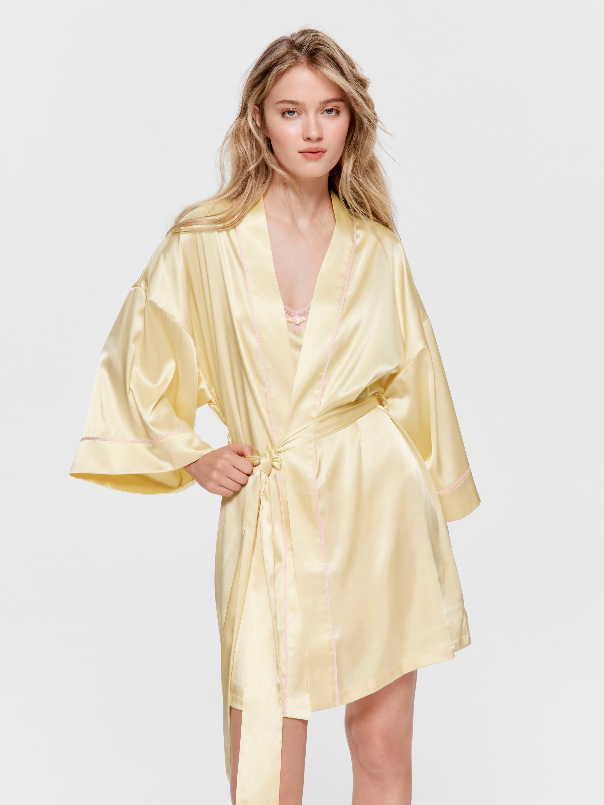 Lemon Satin Robe
