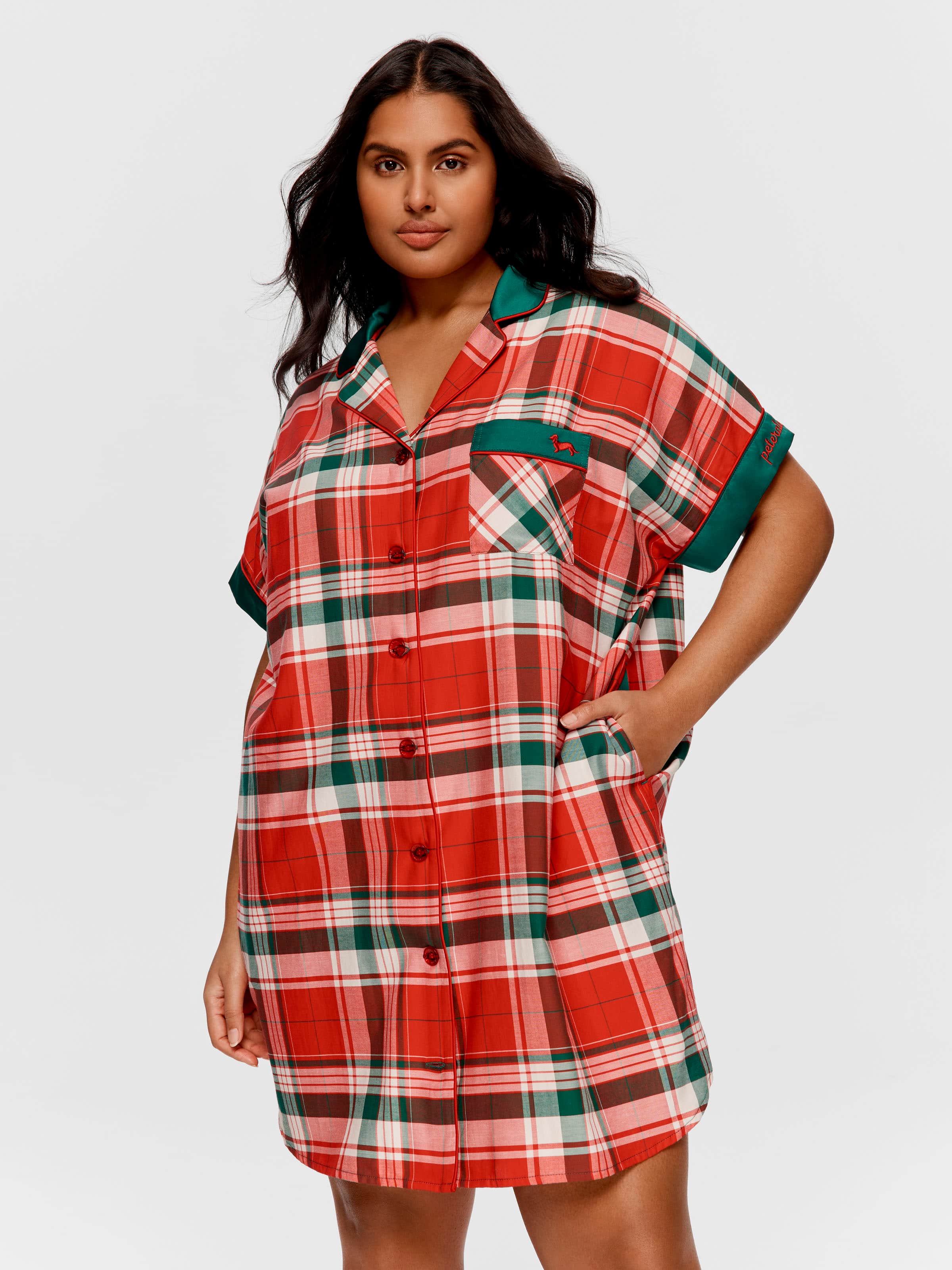 P.A. Plus Tartan Cotton Sateen Nightshirt