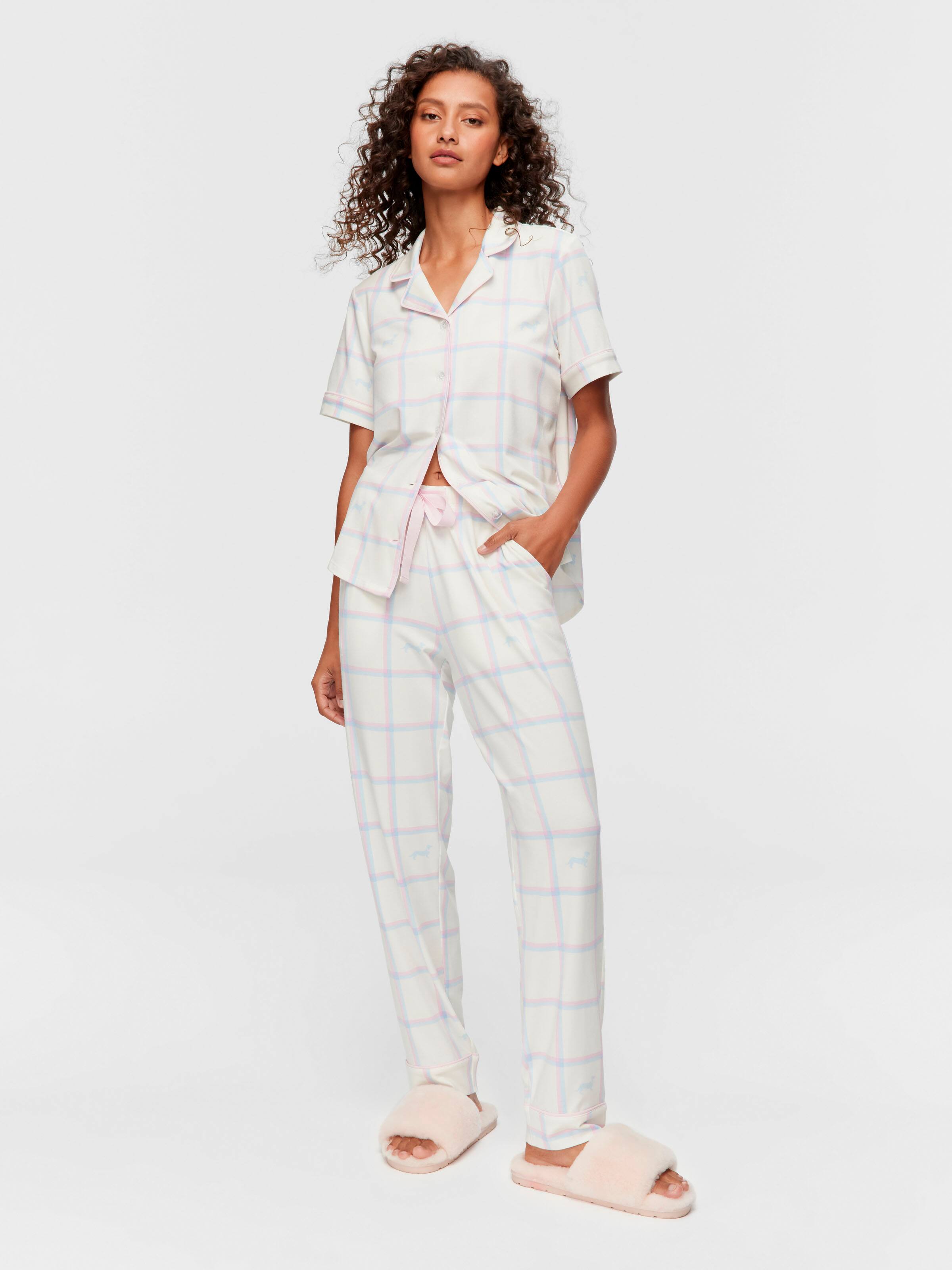 Cream Windowpane Pj Bottom