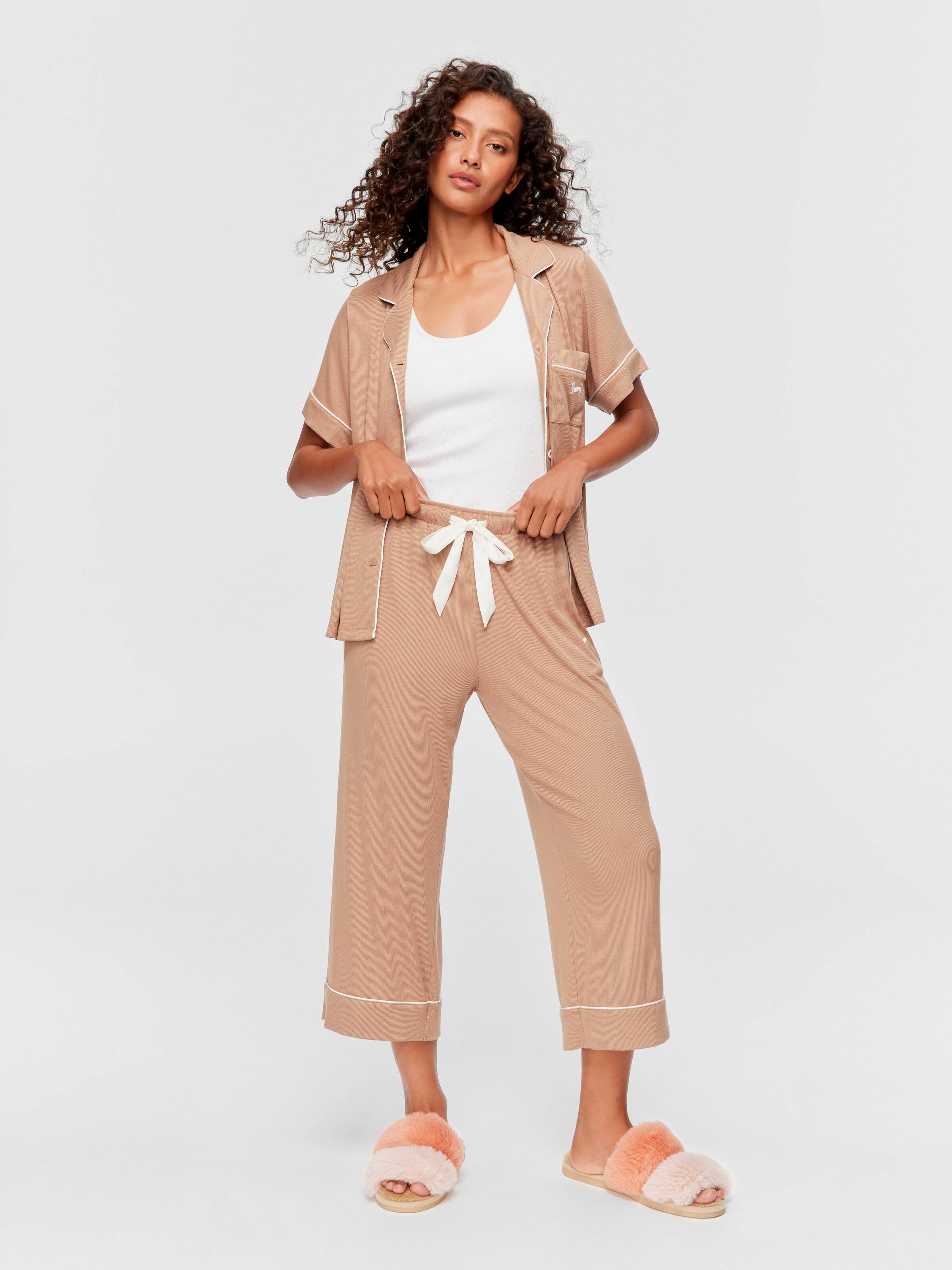 Natural Bamboo Rib 3/4 Length Pj Bottom