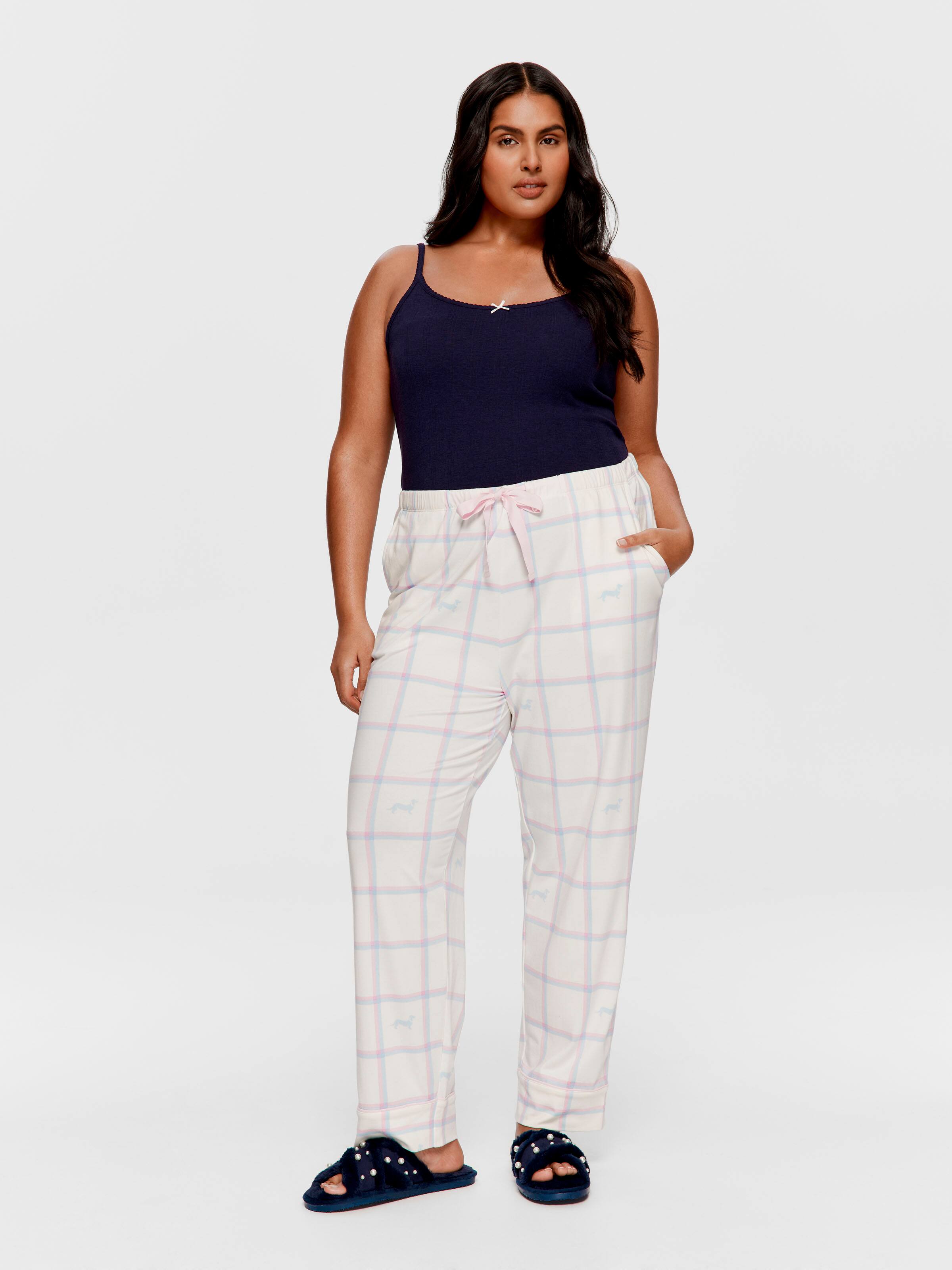 P.A. Plus Cream Windowpane Pj Bottom